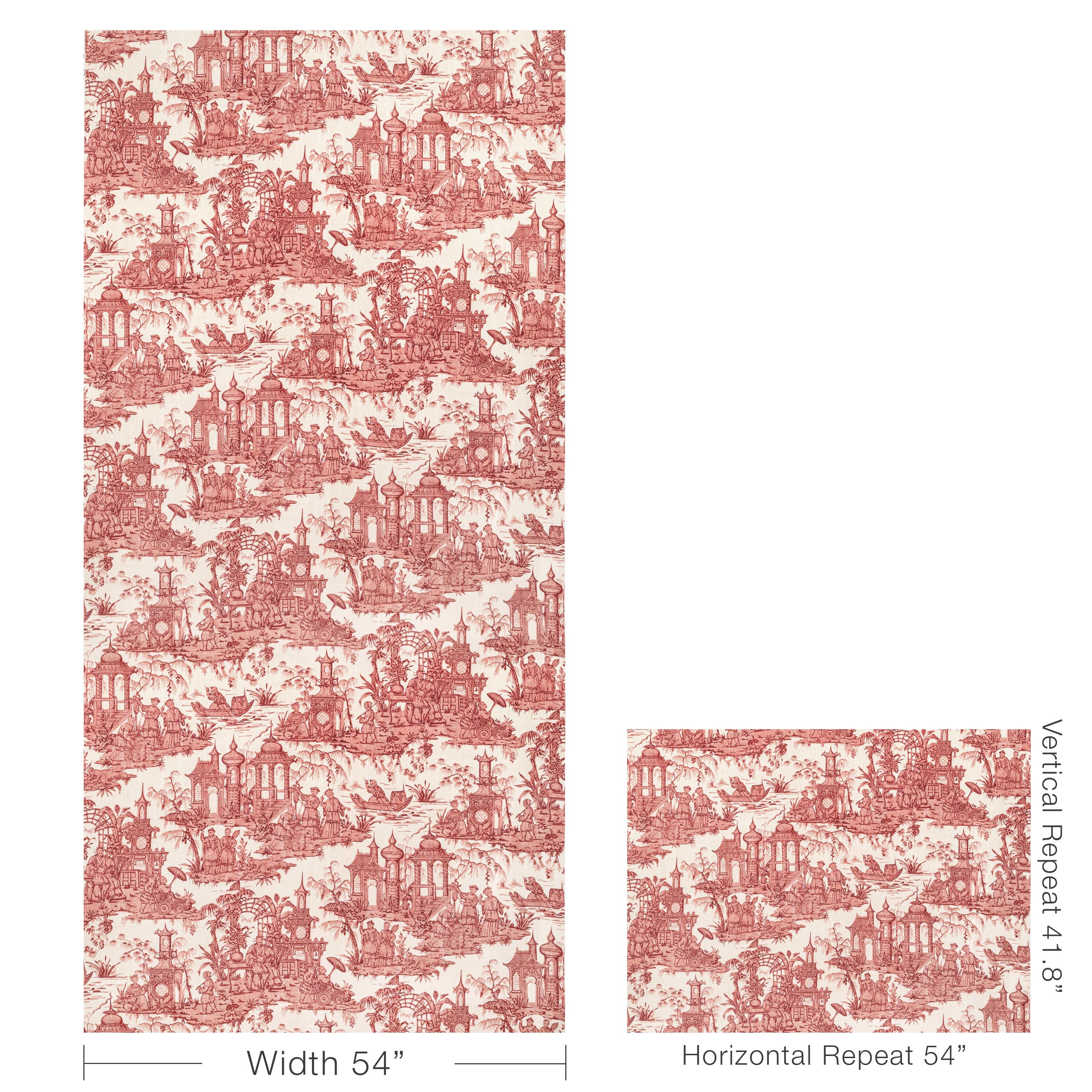 Lee Jofa Pagoda Toile Garnet Fabric - Image 5