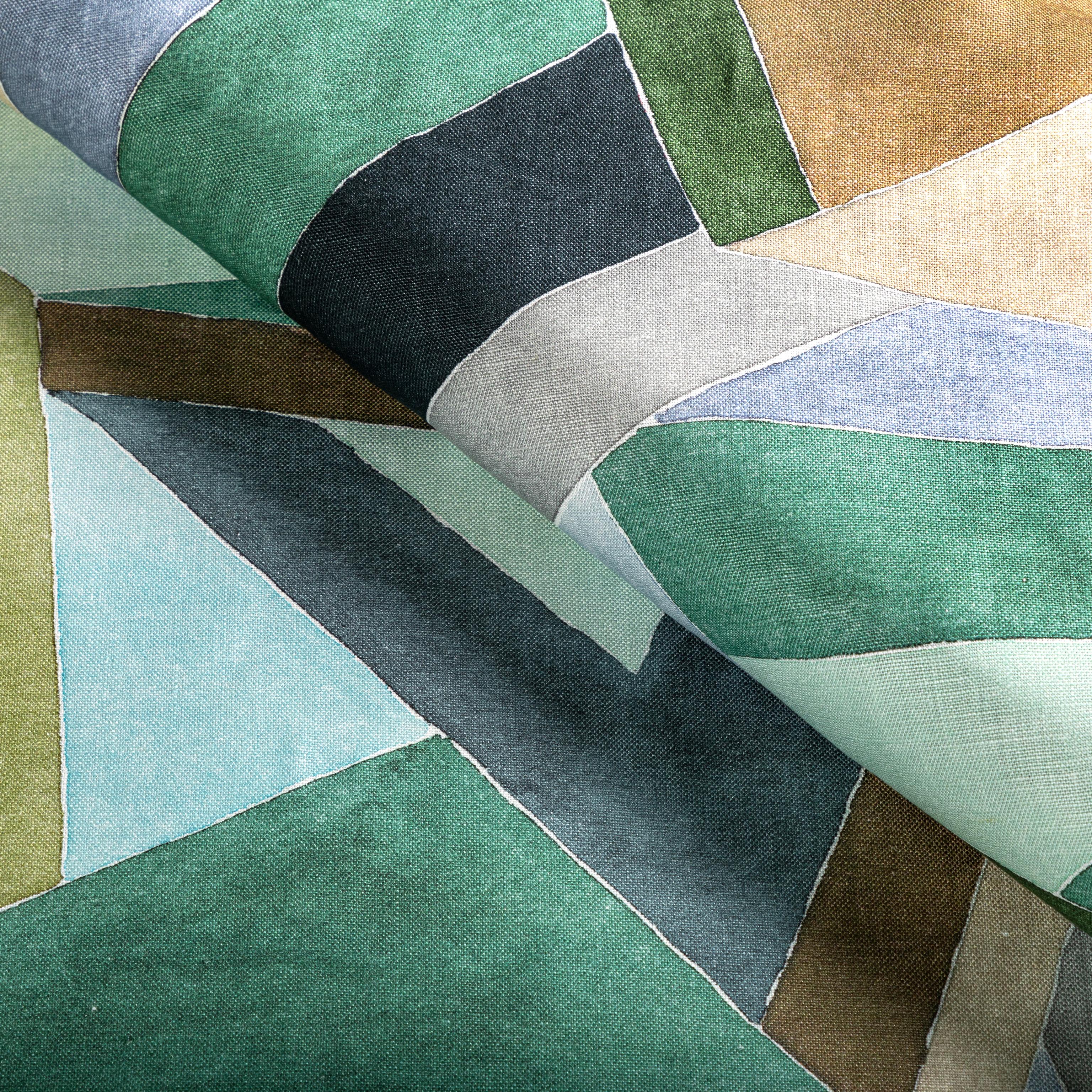 Lee Jofa Roulade Print Juniper/Buff Fabric - Image 4
