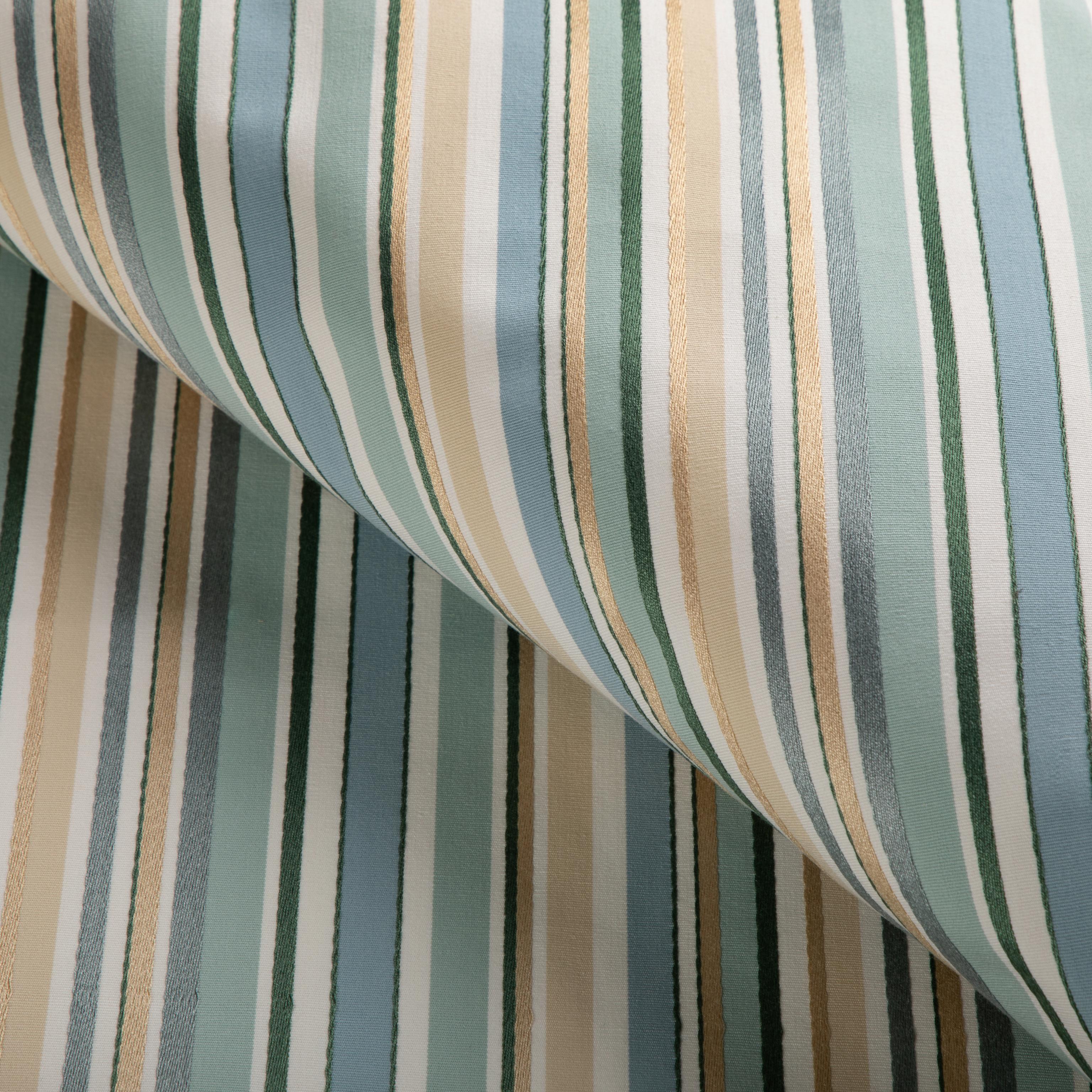 Lee Jofa Siders Stripe Aqua/Sand Drapery Fabric - Image 4