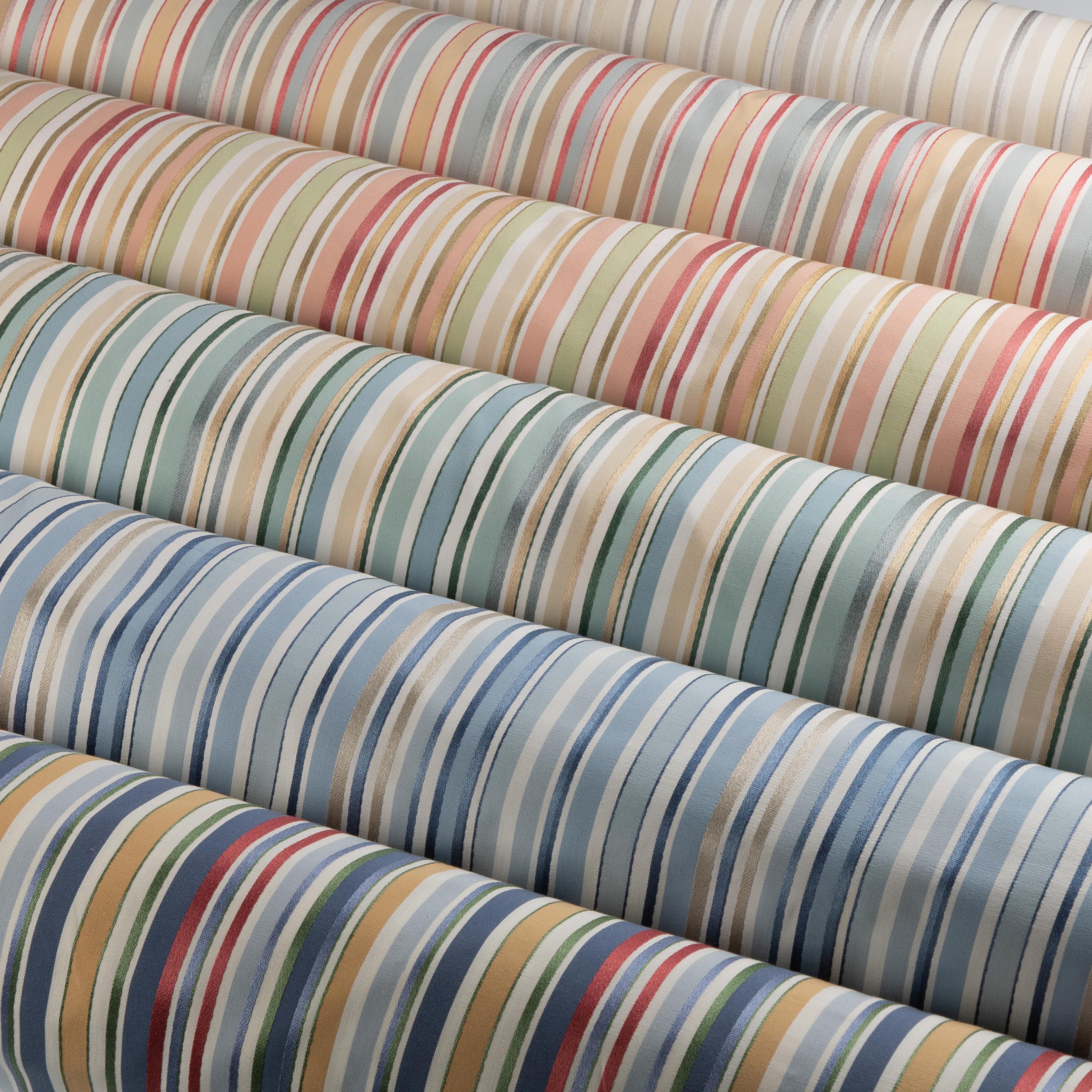 Lee Jofa Siders Stripe Aqua/Sand Drapery Fabric - Image 5