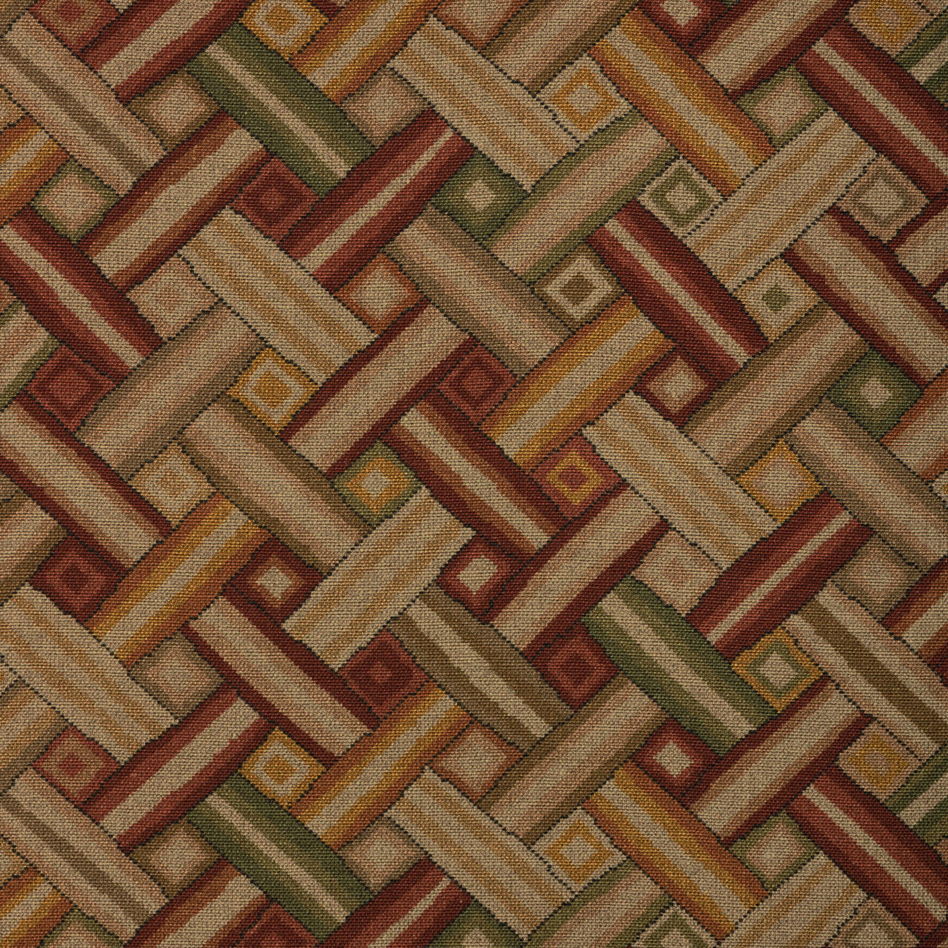 Lee Jofa Strapwork Print Brick/Gold Fabric