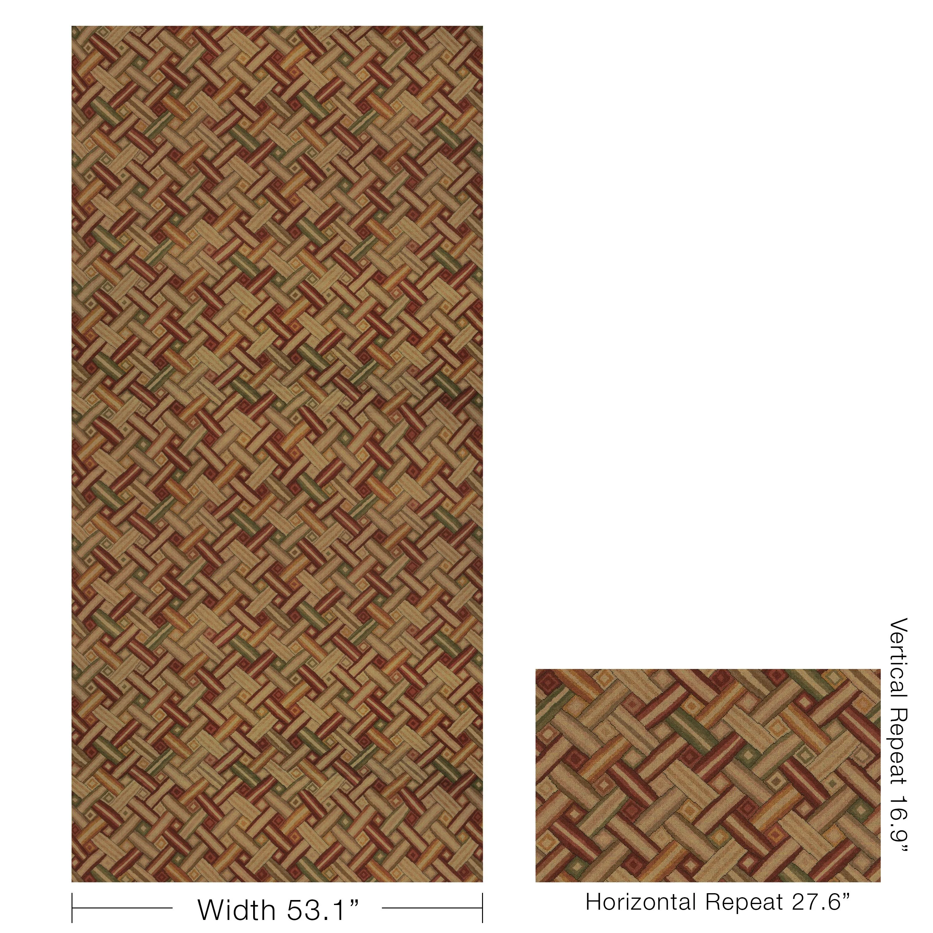 Lee Jofa Strapwork Print Brick/Gold Fabric - Image 5