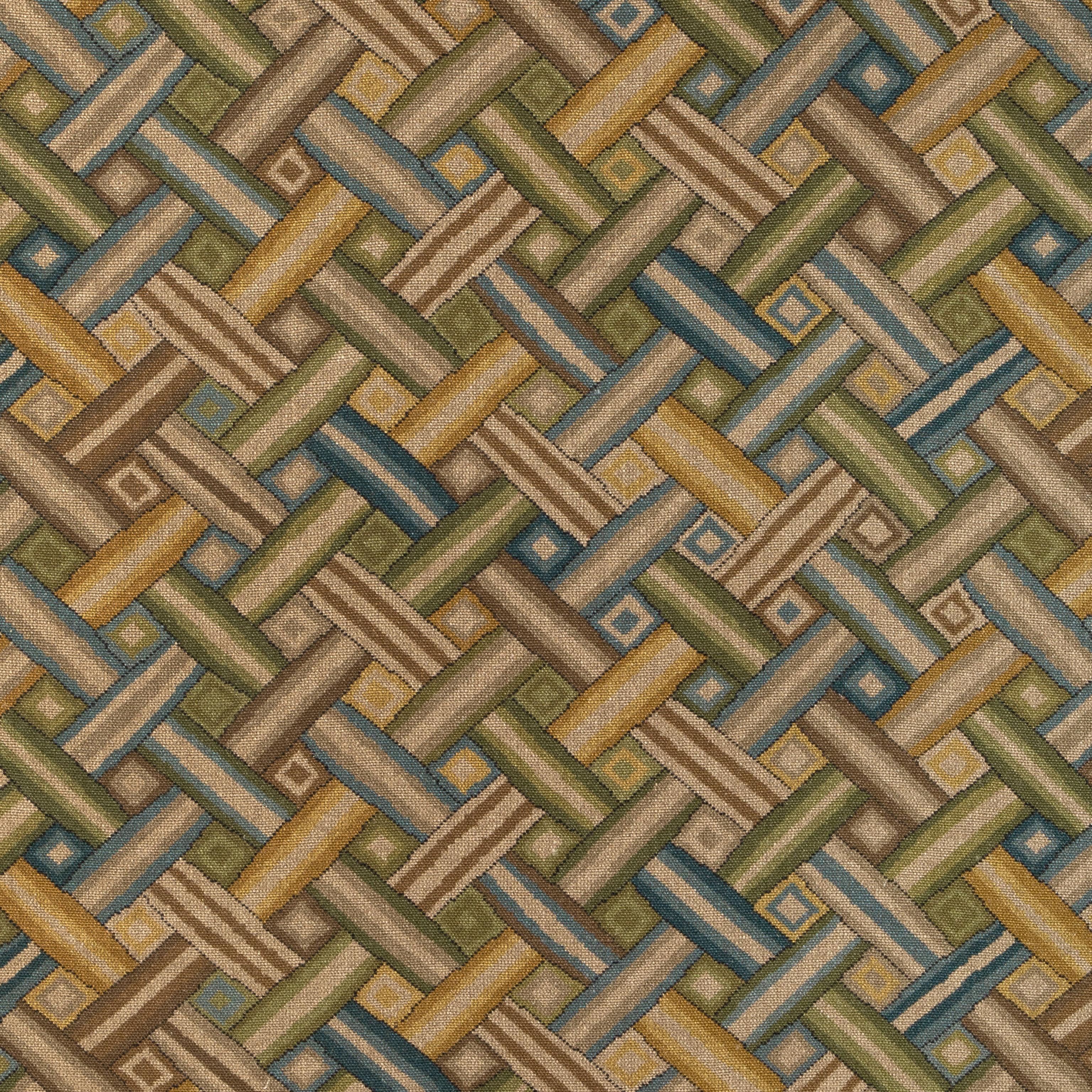 Lee Jofa Strapwork Print Ivy/Blue Fabric - Image 2