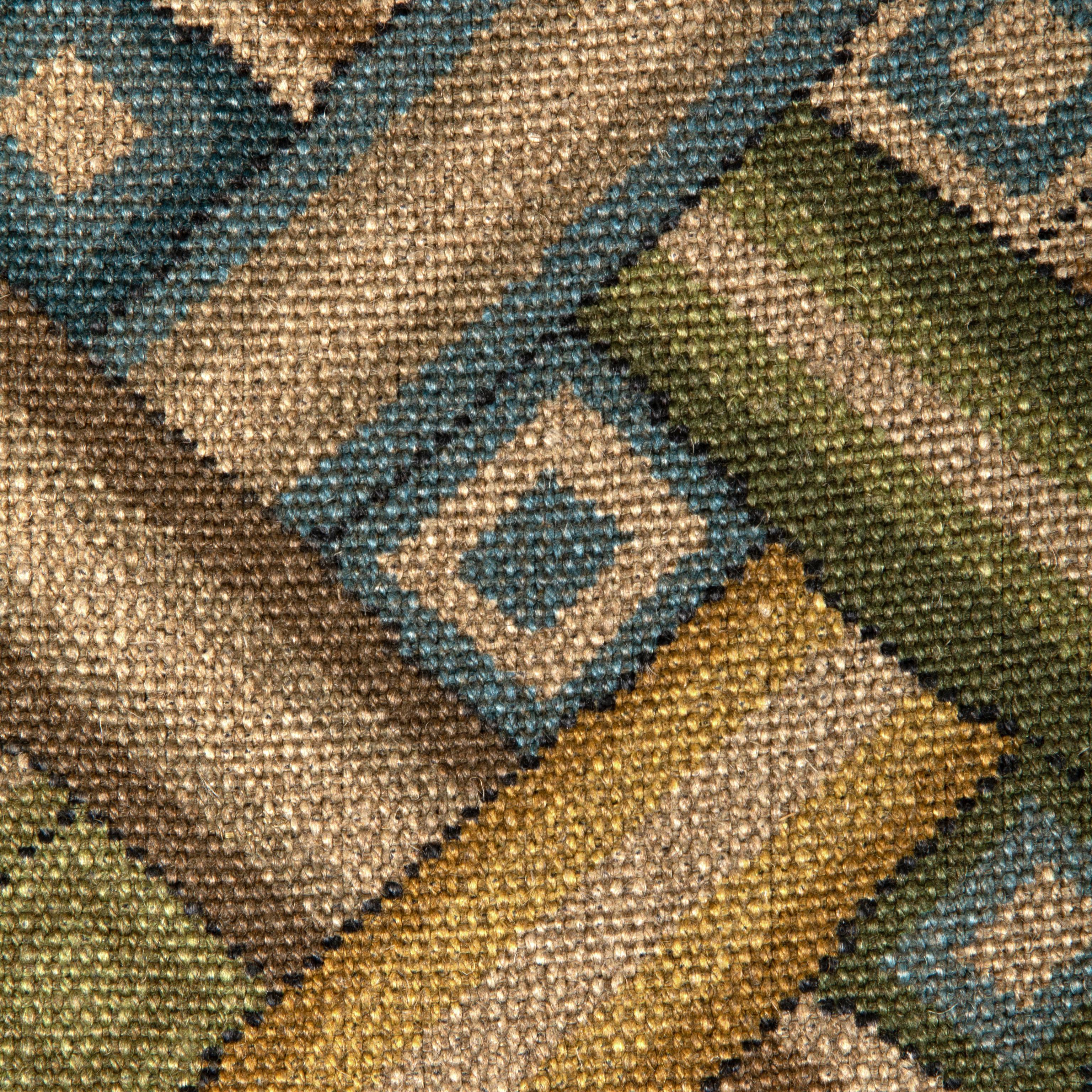 Lee Jofa Strapwork Print Ivy/Blue Fabric - Image 3