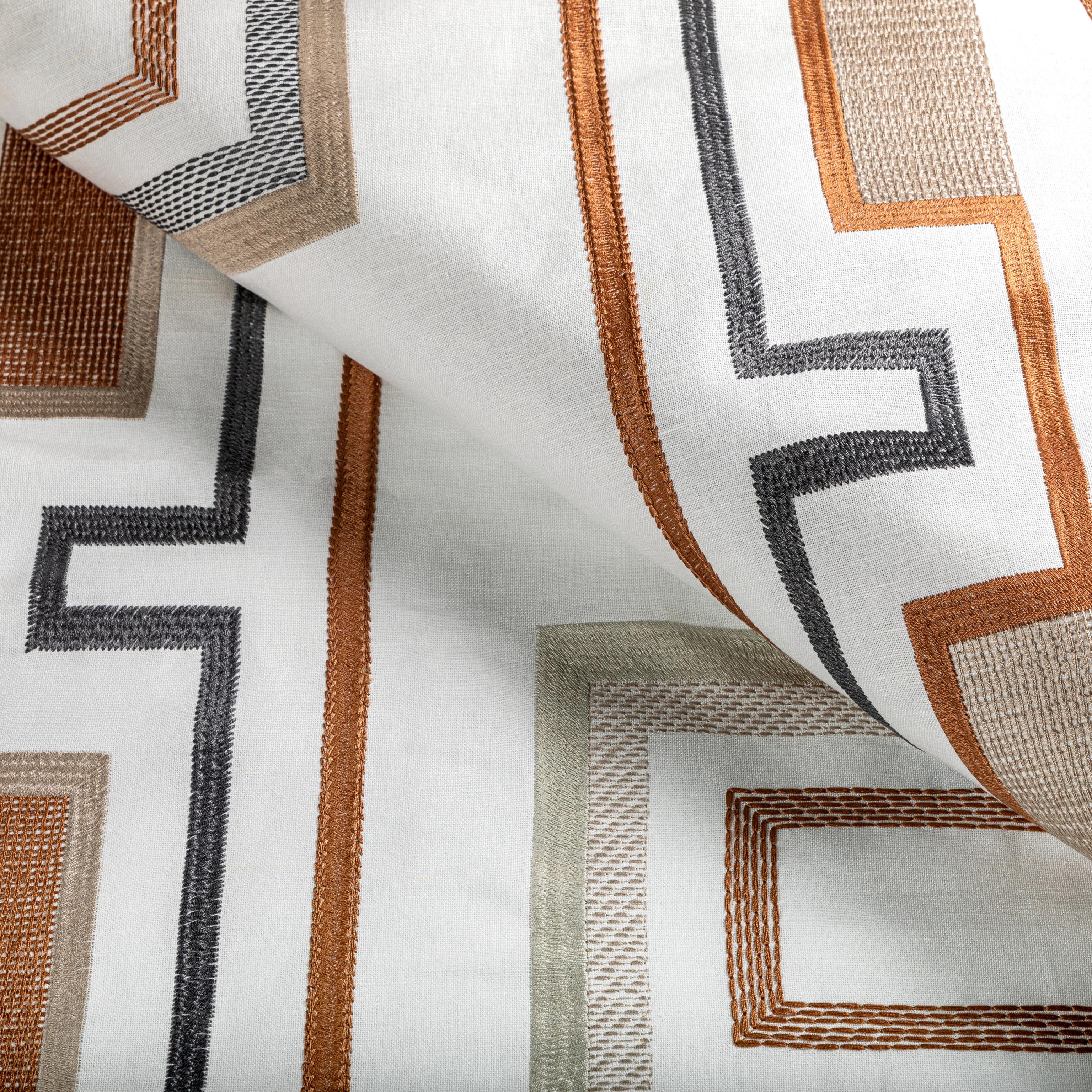 Lee Jofa Tritone Embroidery Copper Fabric - Image 4