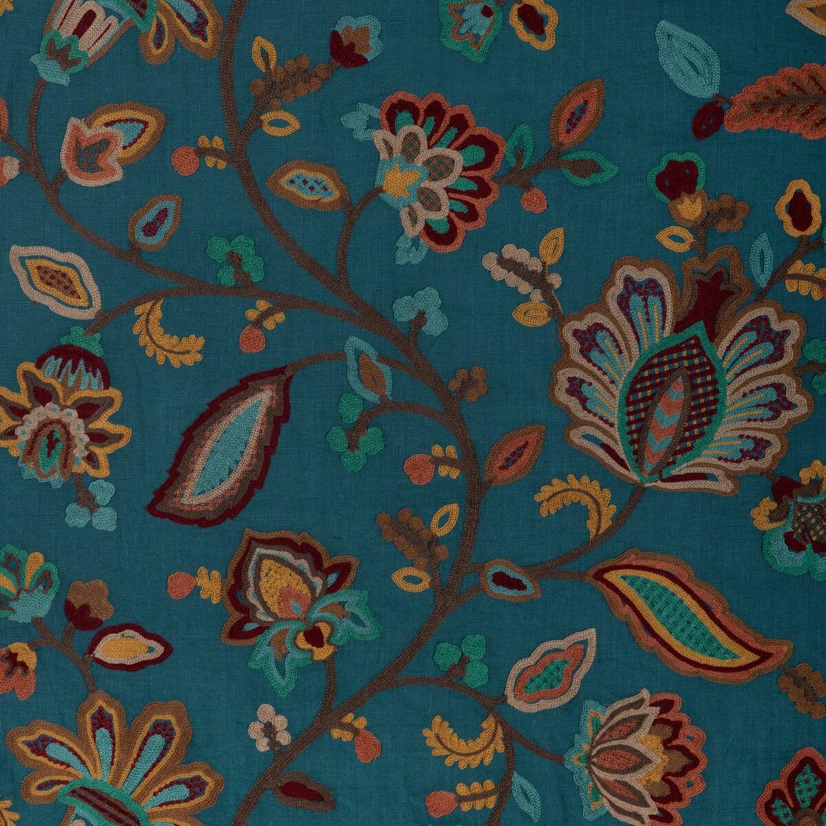 Lee Jofa Westfield Emb Teal/Ochre Fabric