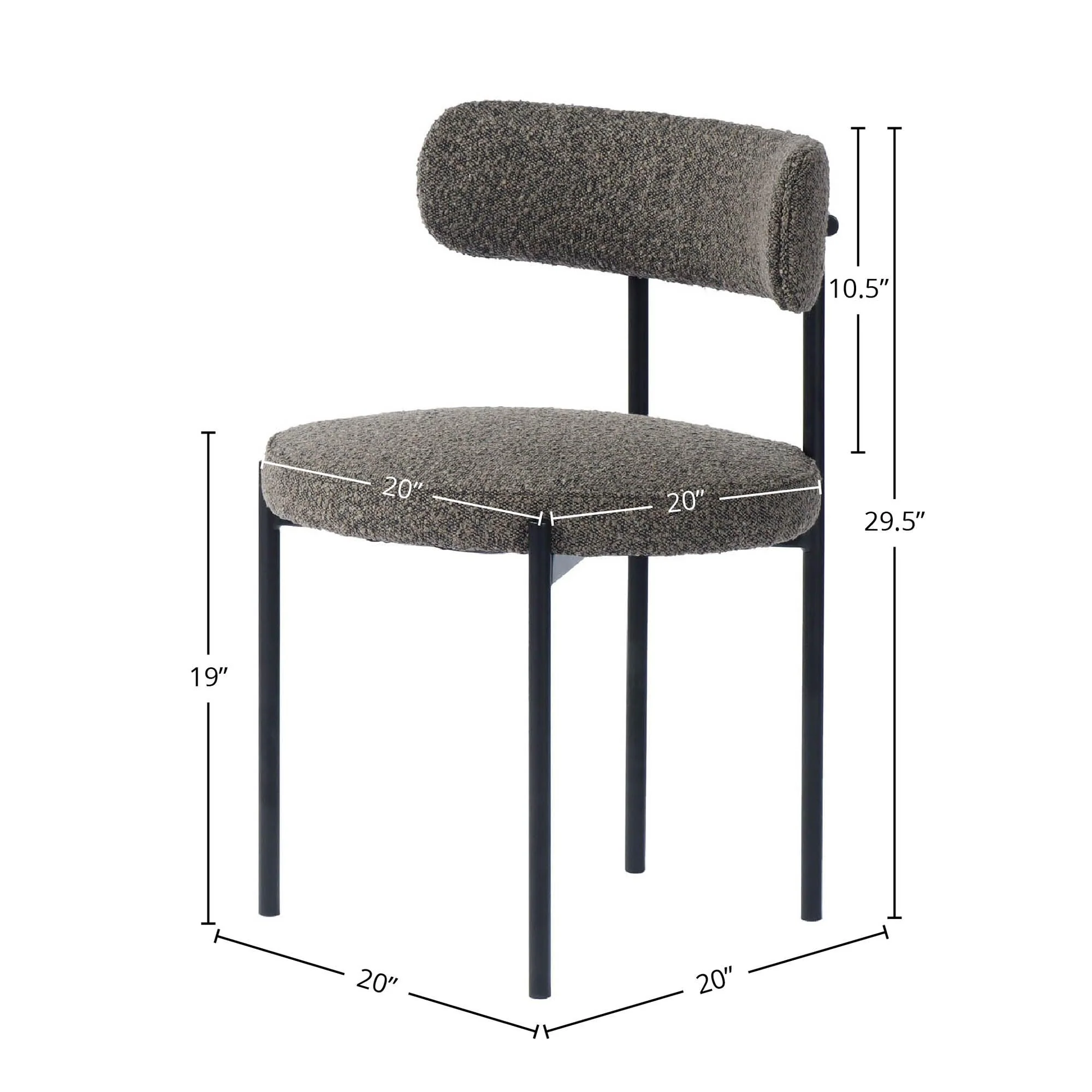 Lh Home Cleo Dining Chair - Brown Boucle - Image 4