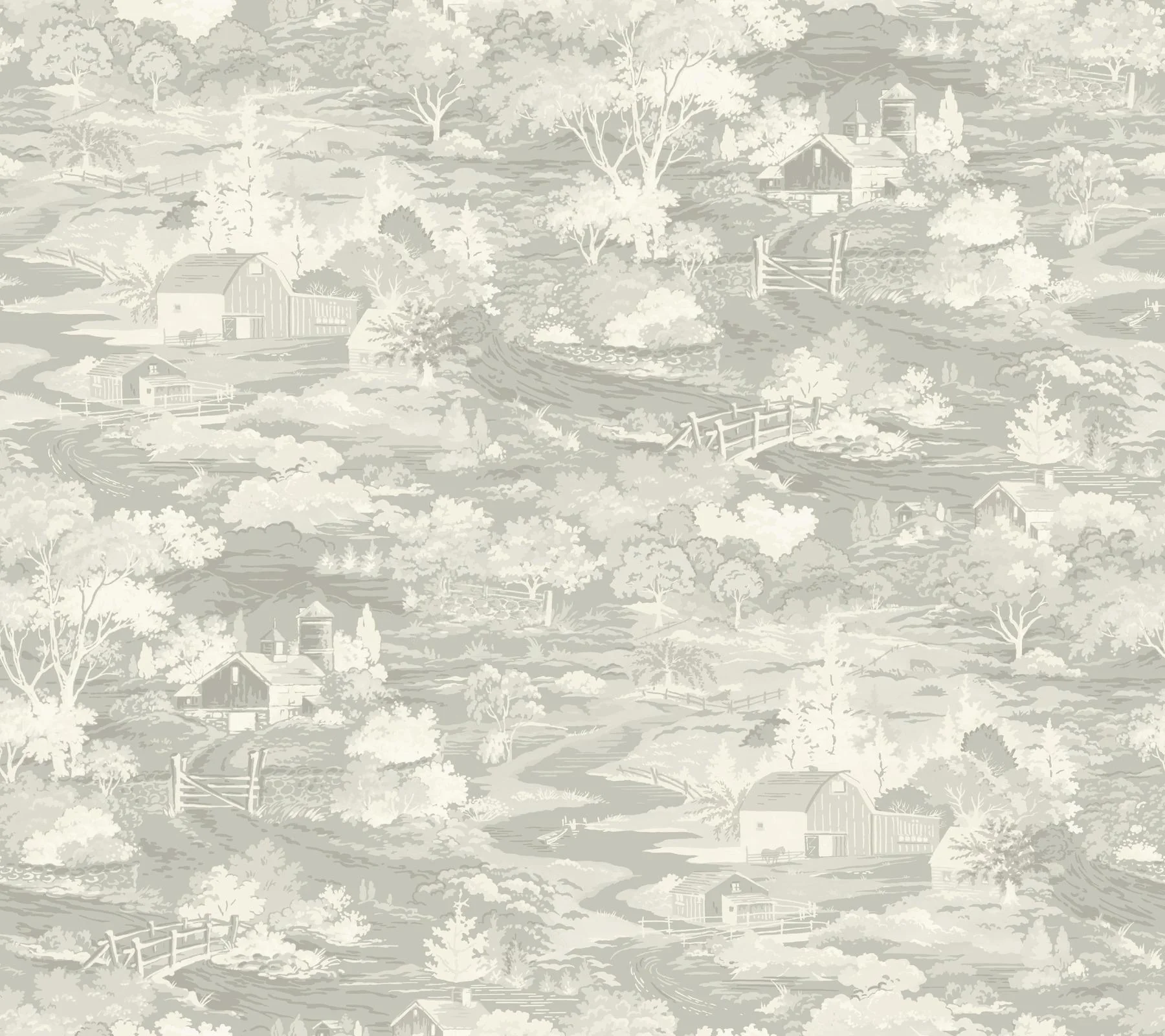 Magnolia Home Homestead Grey & Off White Wallpaper