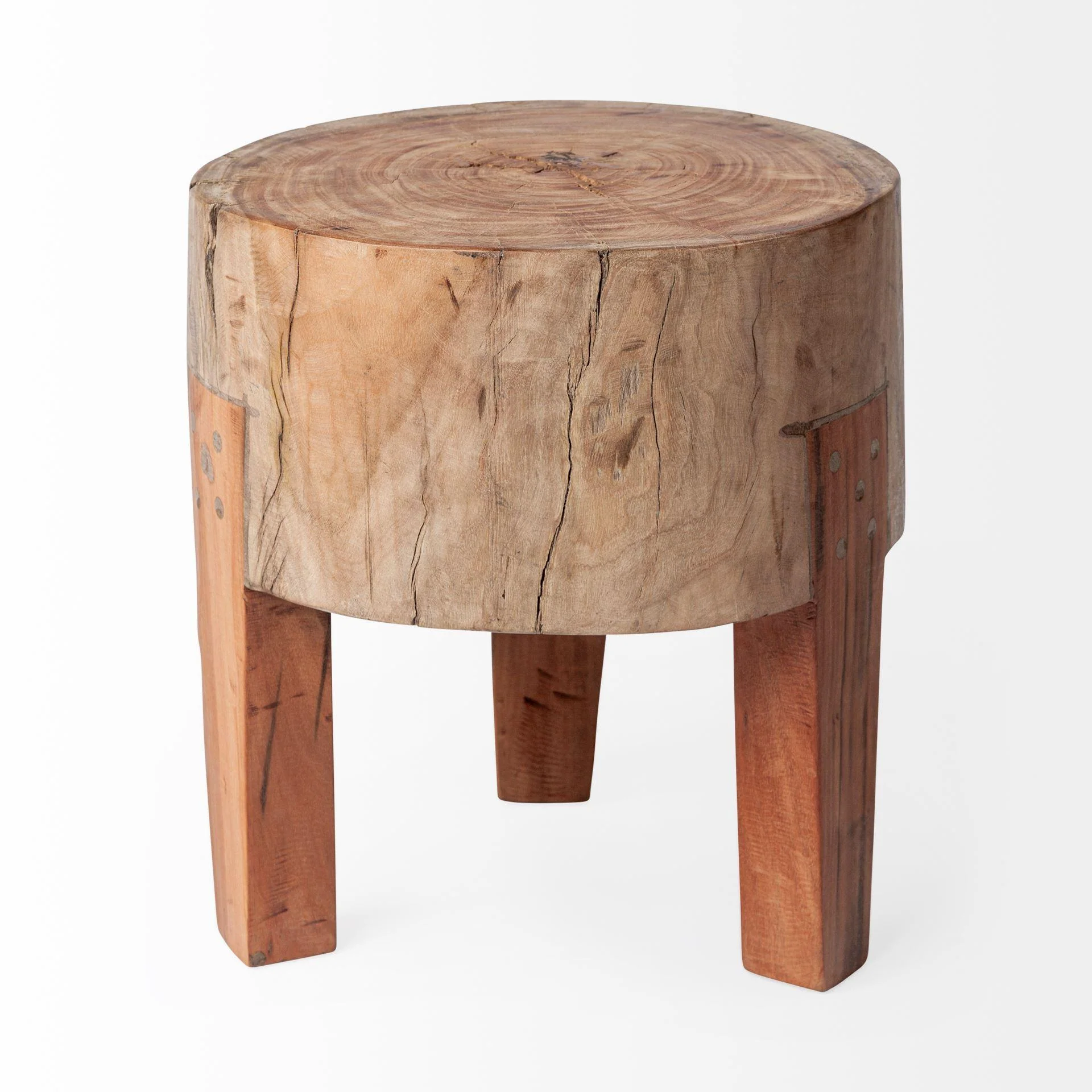Mercana Asco 15"H Rustic Solid Reclaimed Wood Stool - Image 3