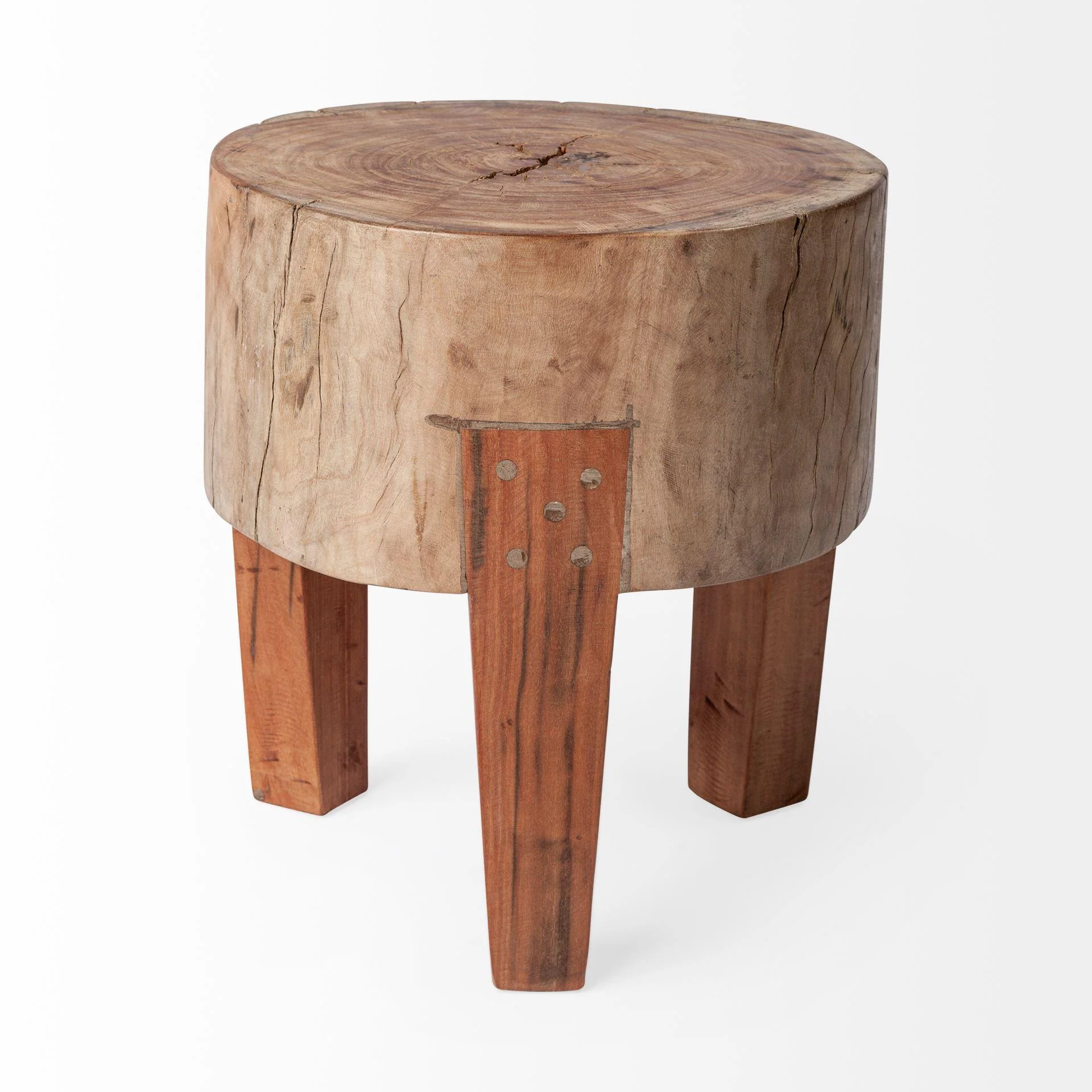 Mercana Asco 15"H Rustic Solid Reclaimed Wood Stool - Image 4