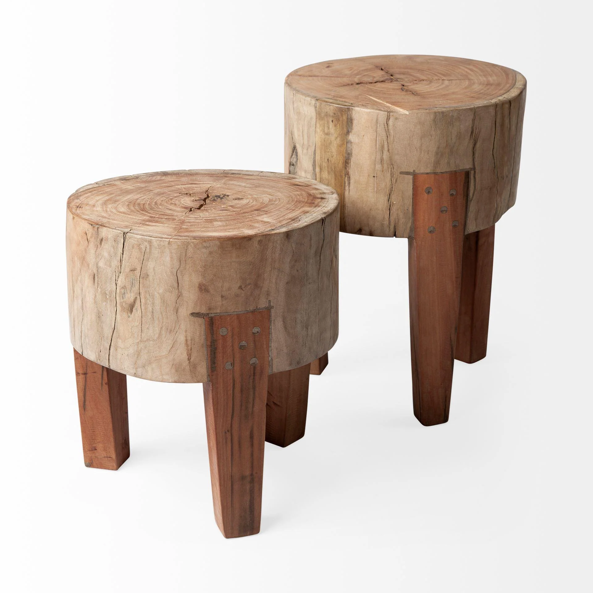Mercana Asco 15"H Rustic Solid Reclaimed Wood Stool - Image 5