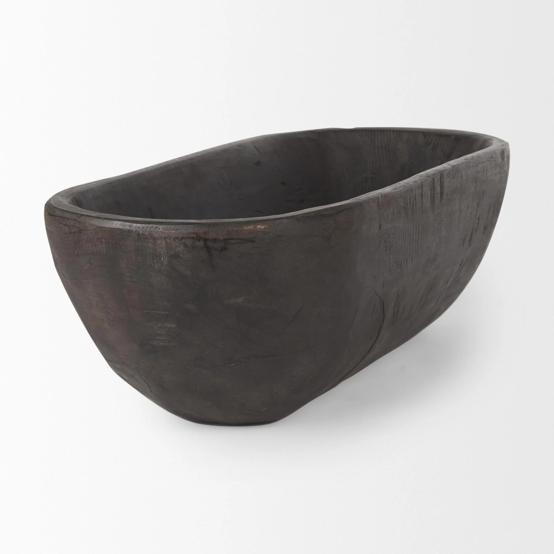 Mercana Athena Extra Large Oblong Black-Brown Reclaimed Wood Bowl - Image 6