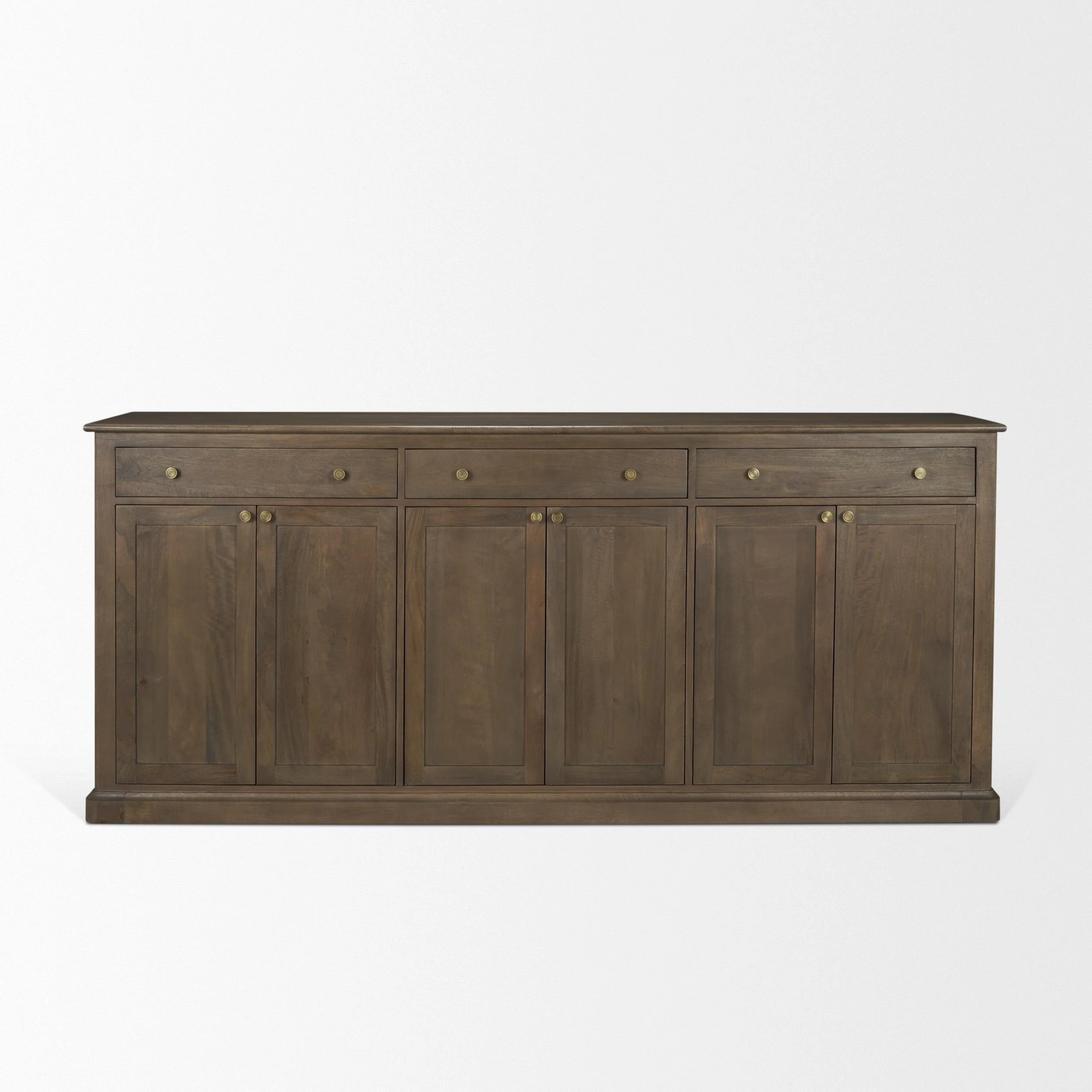 Mercana Baron Dark Brown Solid Wood W/ Antiqued Aged Brass Knobs 3-Drawer 6-Door Sideboard - Image 4