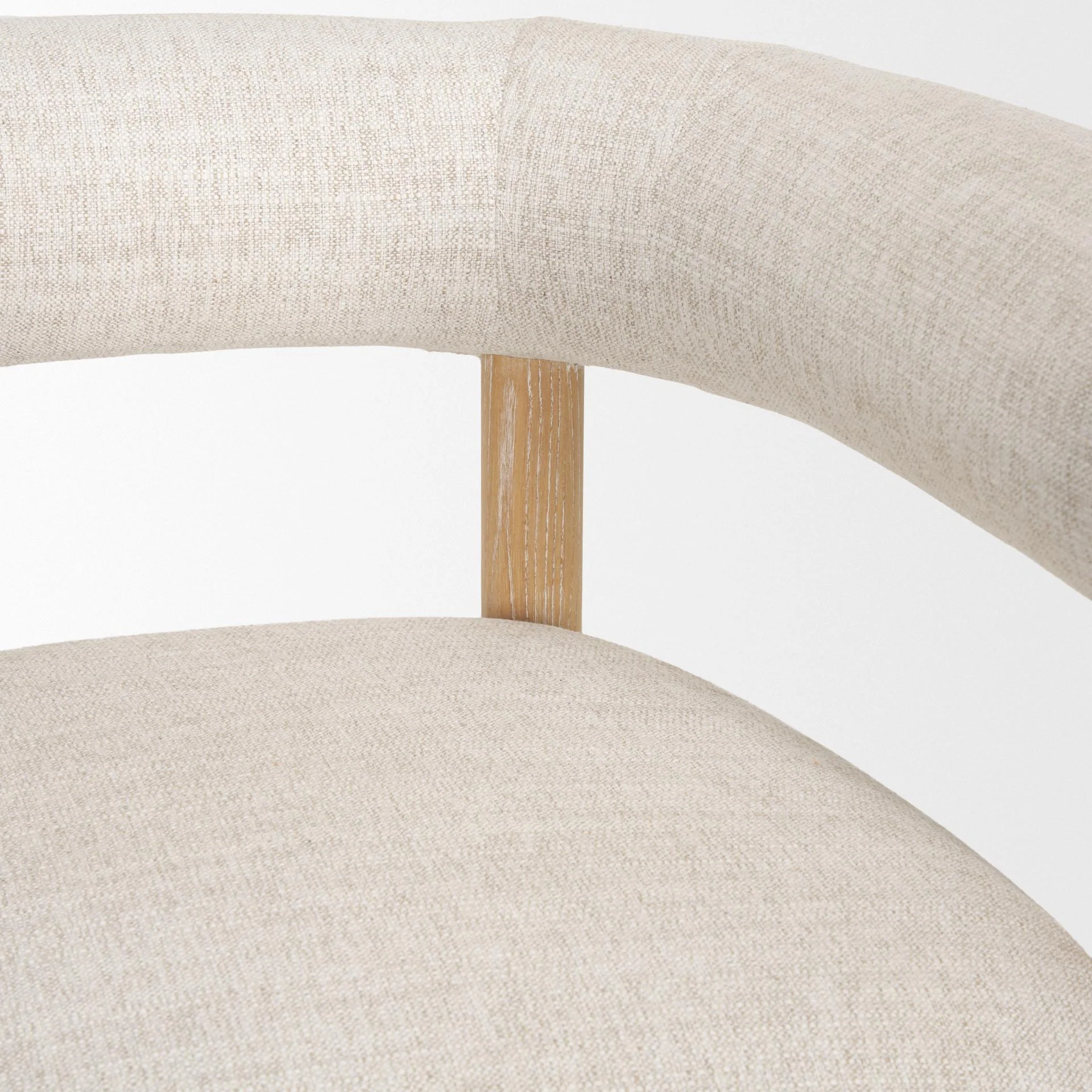 Mercana Gianna Open Back Light Brown Wood W/ Oatmeal Fabric Accent Chair - Image 11