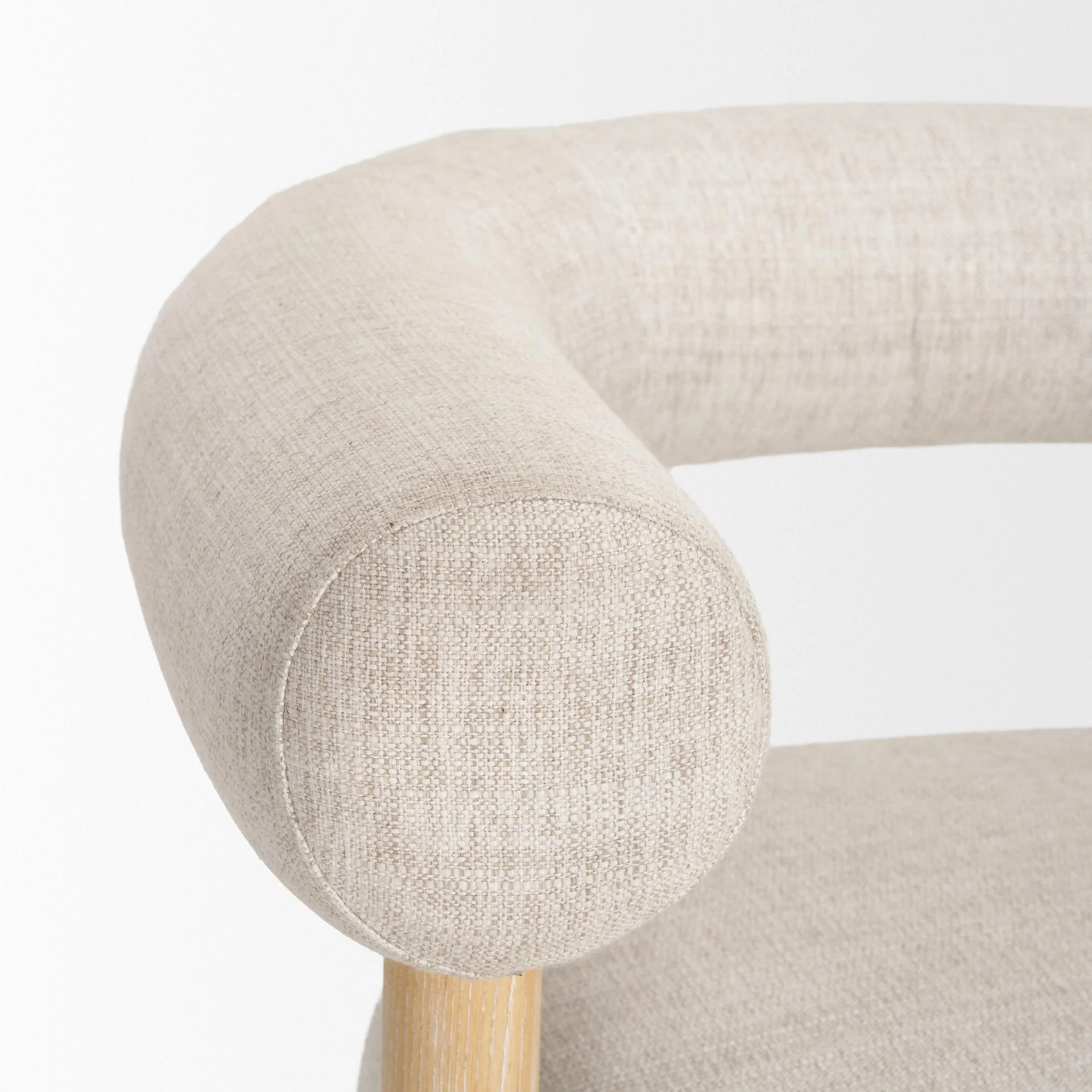 Mercana Gianna Open Back Light Brown Wood W/ Oatmeal Fabric Accent Chair - Image 2