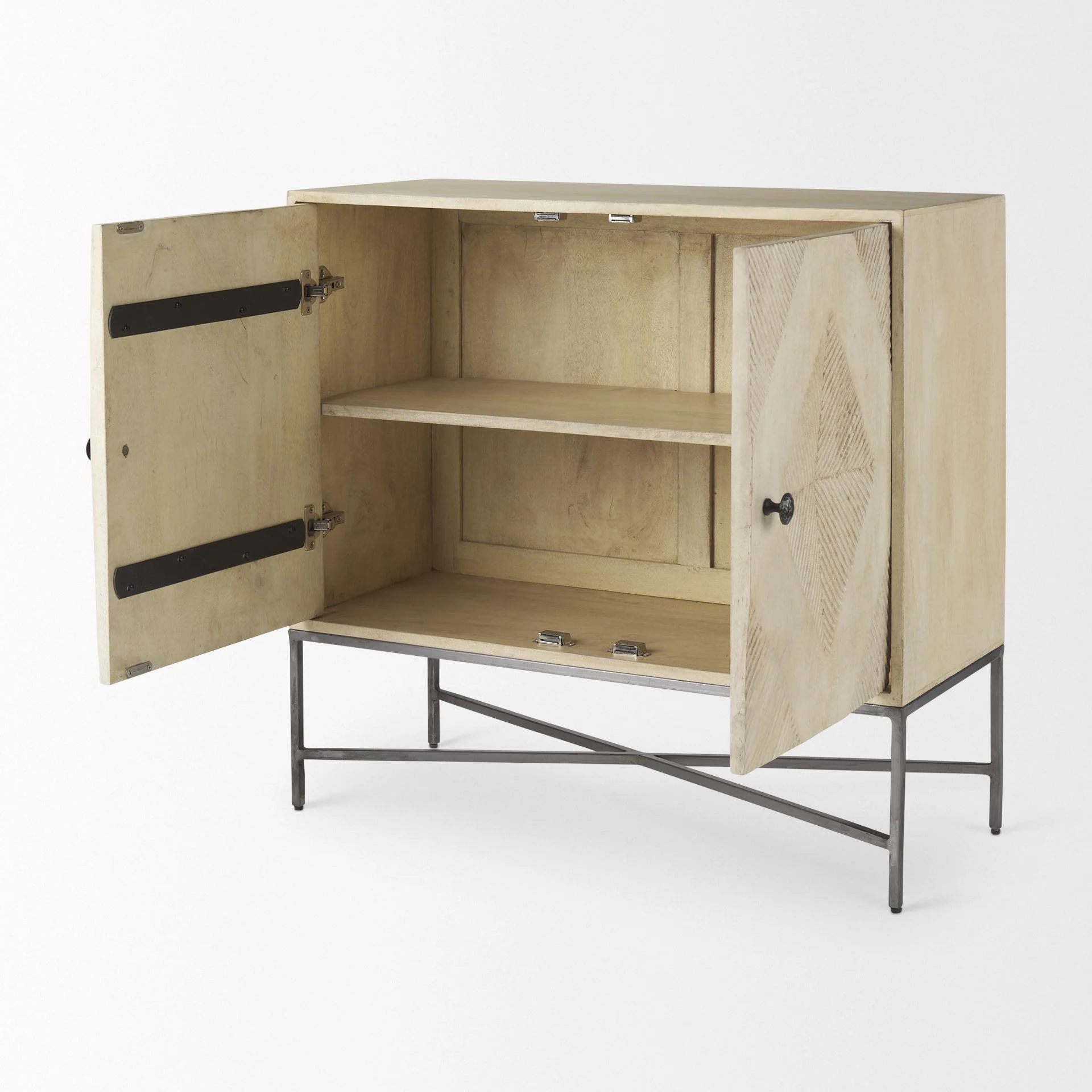 Mercana Hogarth 36.0L X 16.0W X 34.0H 2 Door Blonde Wood Accent Cabinet - Image 8