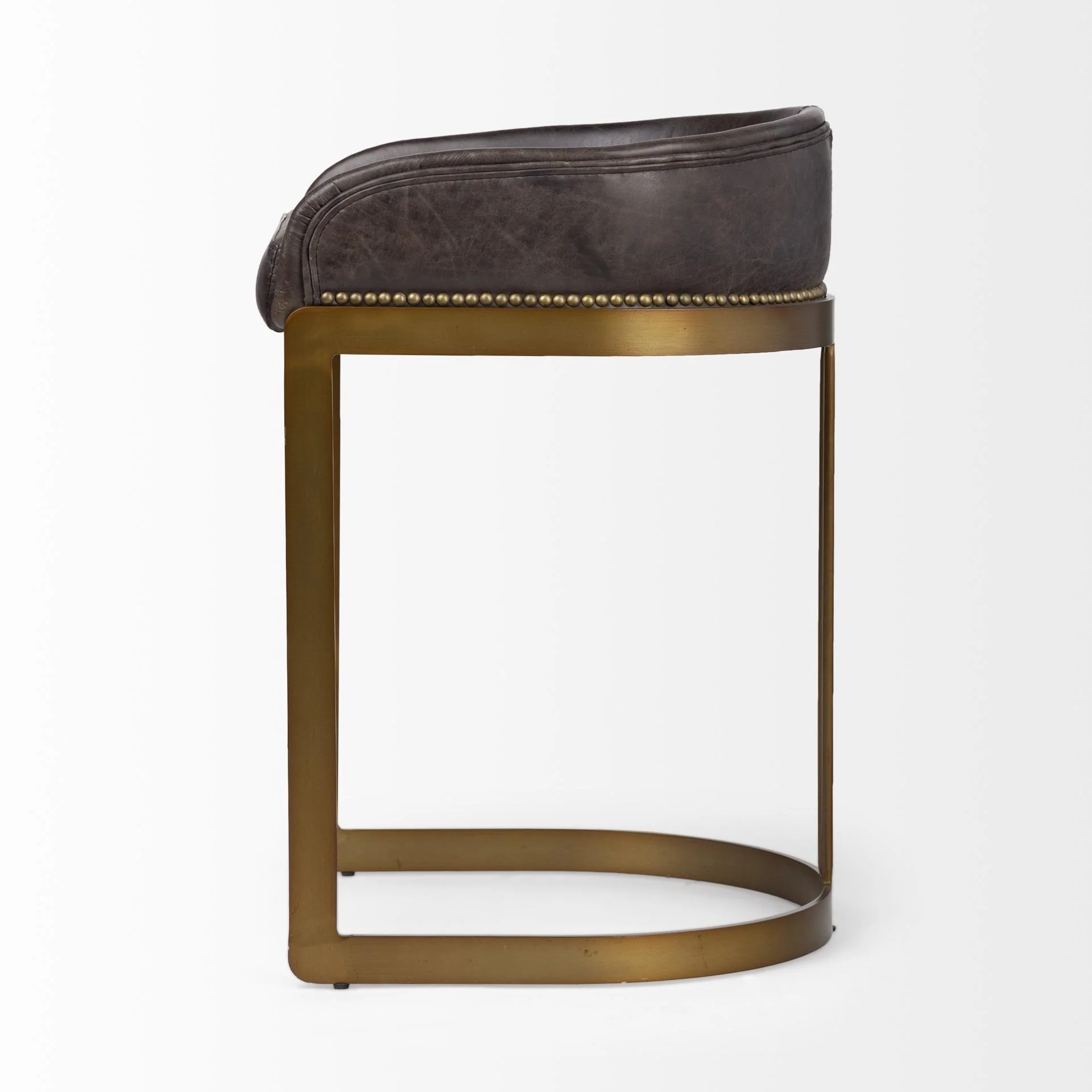 Mercana Hollyfield Ii Black Leather Seat Gold Metal Base Counter Stool - Image 5