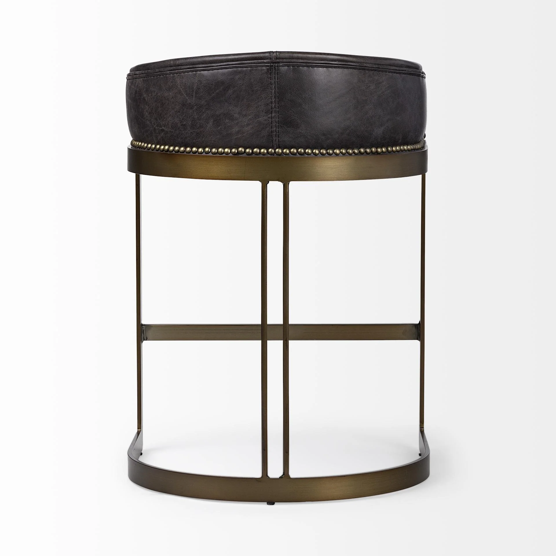 Mercana Hollyfield Ii Black Leather Seat Gold Metal Base Counter Stool - Image 6