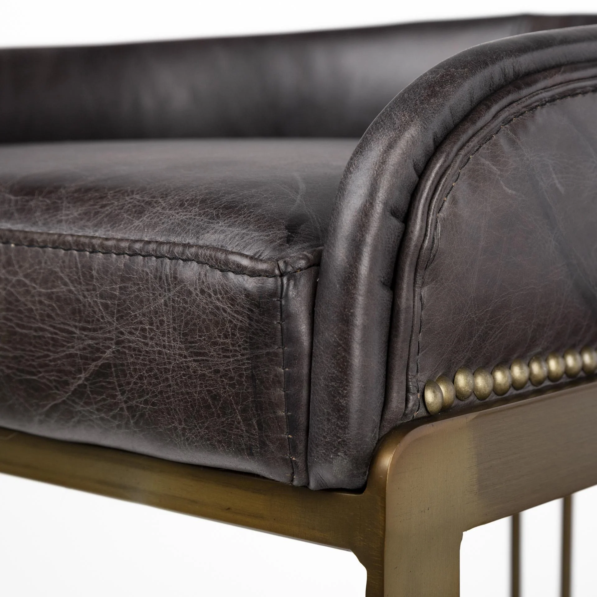 Mercana Hollyfield Ii Black Leather Seat Gold Metal Base Counter Stool - Image 7