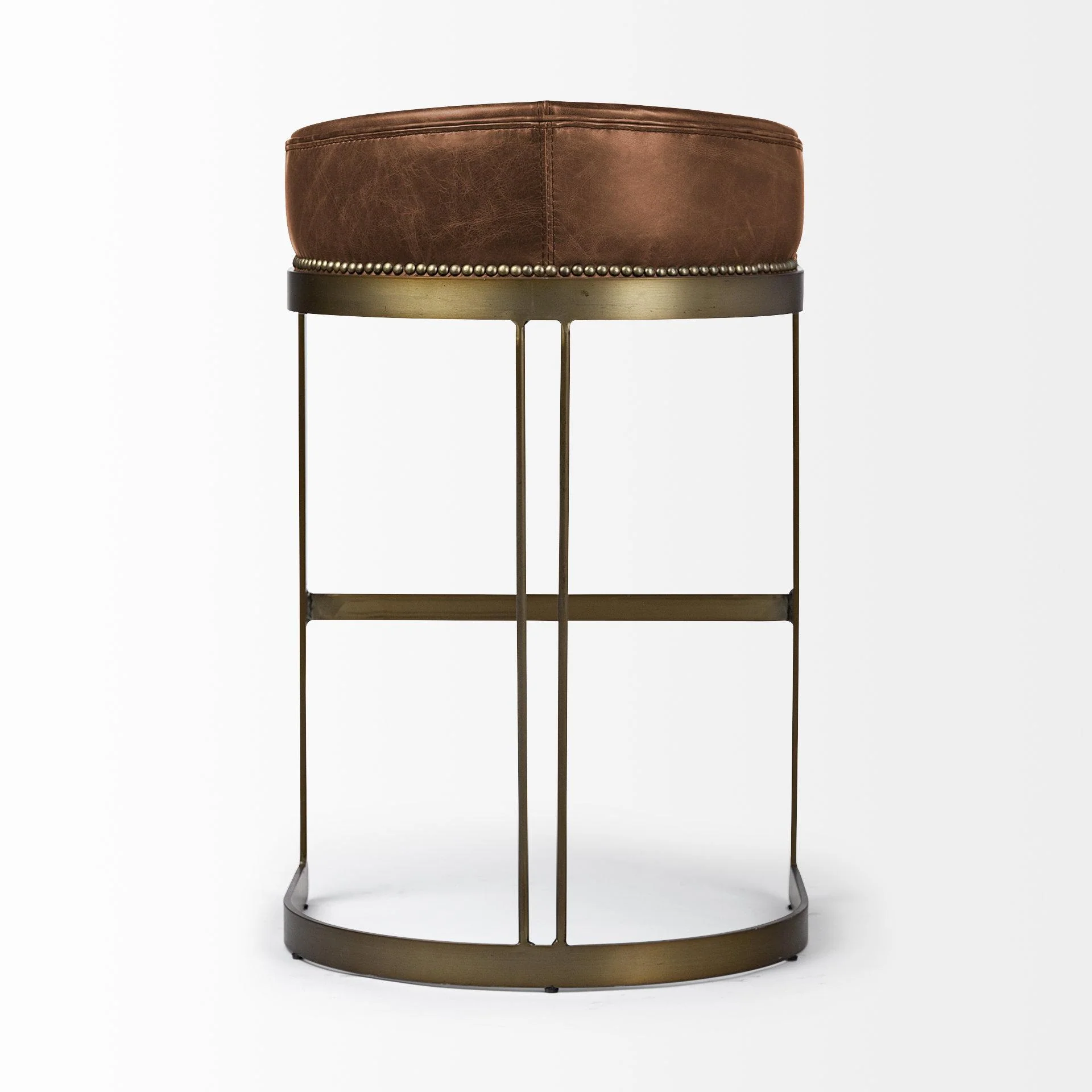 Mercana Hollyfield Ii Brown Leather Seat Gold Metal Base Bar Stool - Image 5