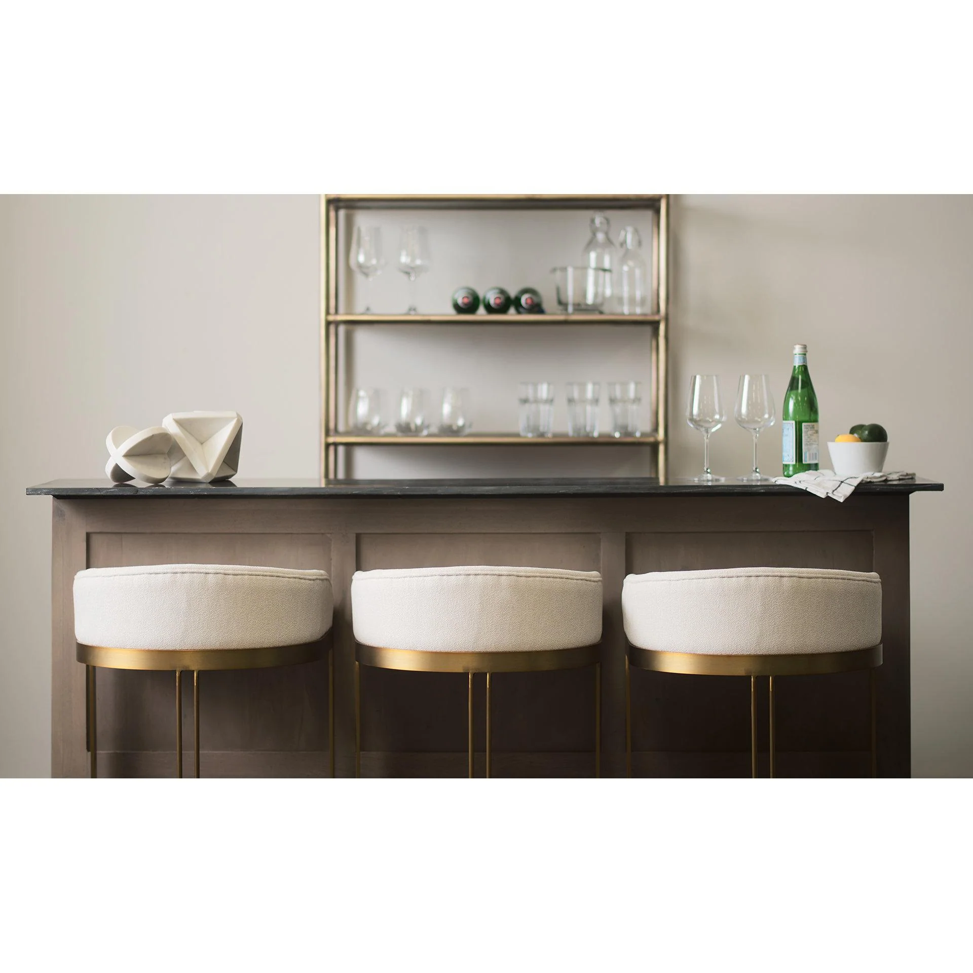 Mercana Hollyfield Ii Cream Fabric Seat W/ Gold Metal Base Counter Stool - Image 4