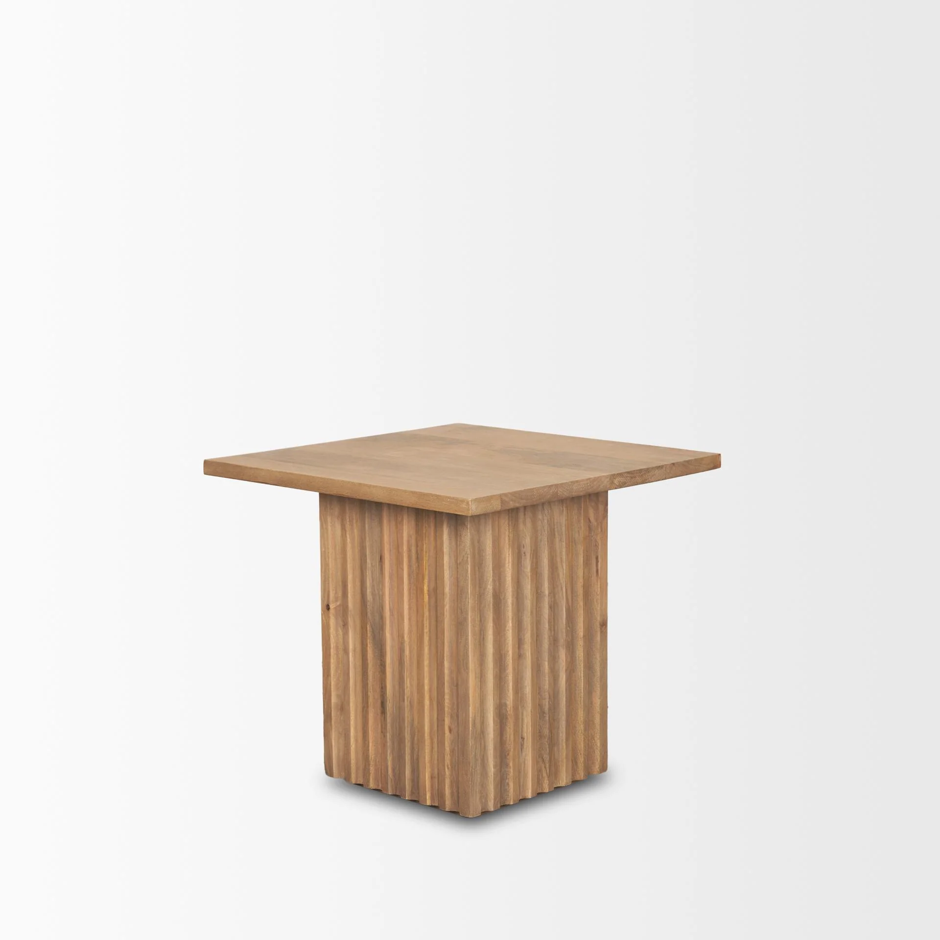 Mercana June Light Brown Wood W/ Fluting Square Side Table - Image 8
