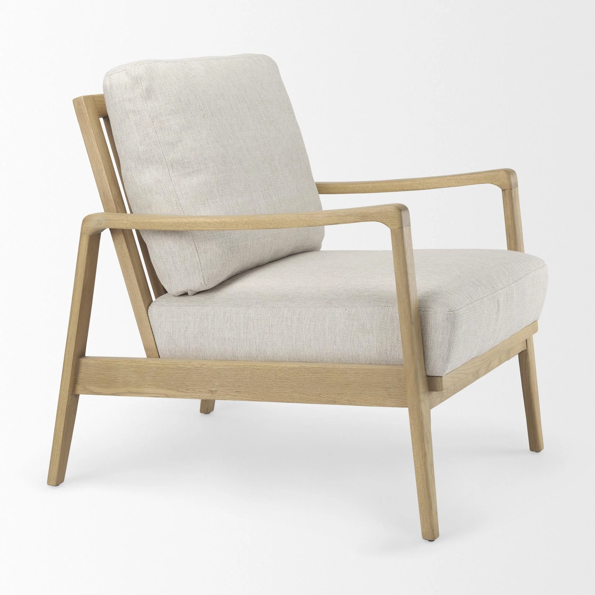 Mercana Raeleigh 28.0L X 34.1W X 34.4H Cream Fabric W/Light Brown Wood Accent Chair - Image 9