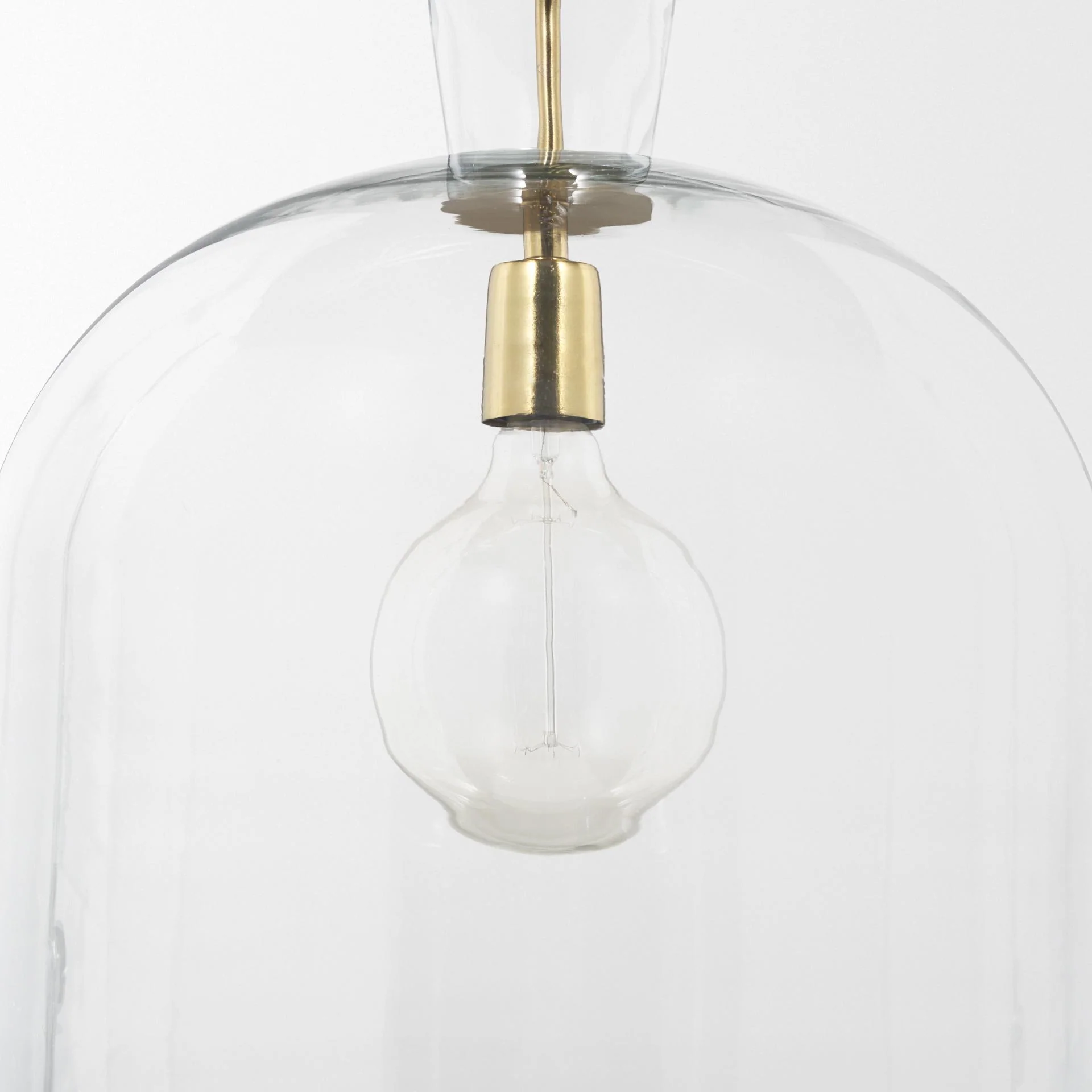 Mercana Sadah Large Clear Blown Glass W/ Gold Metal Pendant Light - Image 2
