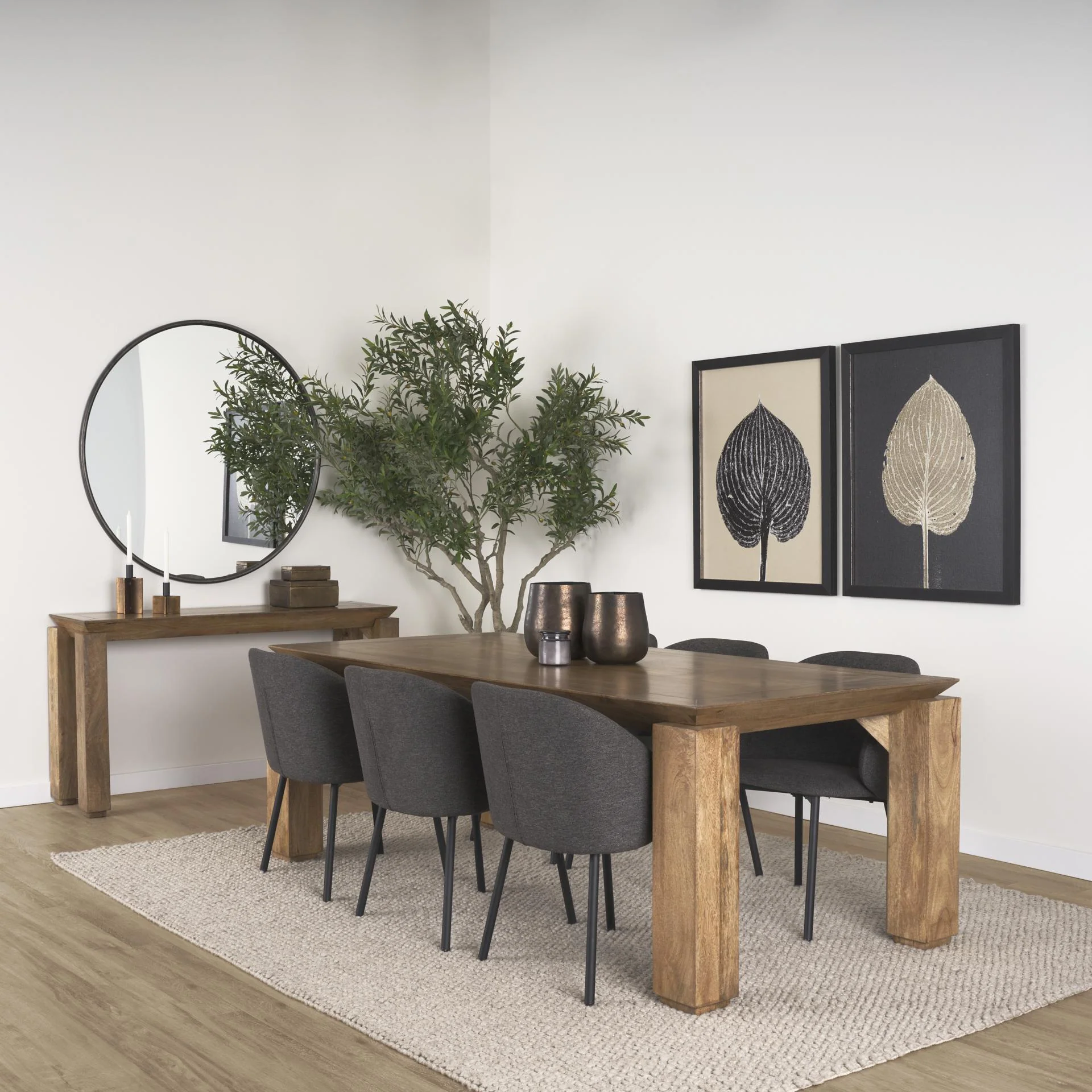 Mercana Sapphira Brown Wood Tapered Top Rectangular Dining Table - Image 3