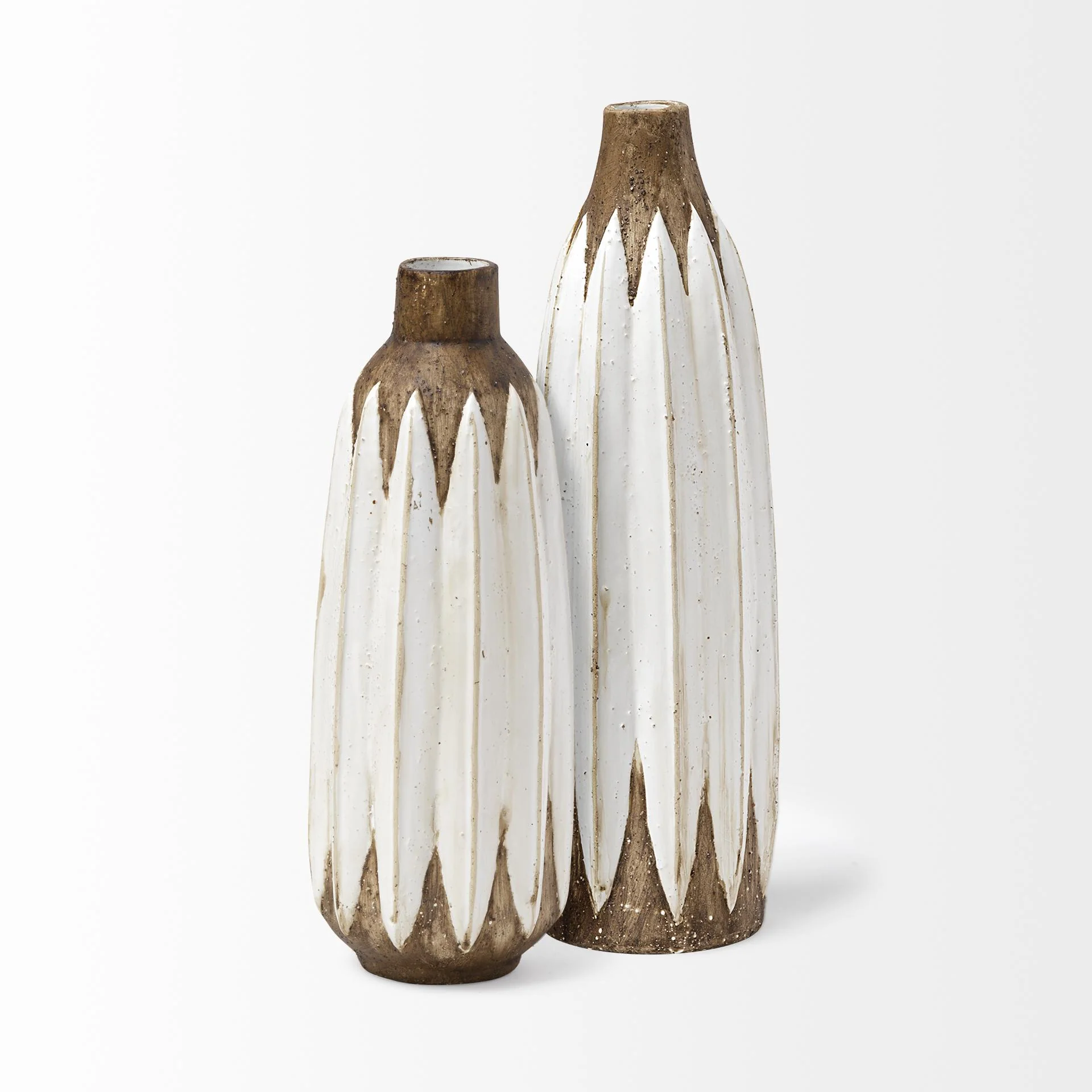 Mercana Sisko I Short Rustic Brown White Ceramic Vase - Image 7