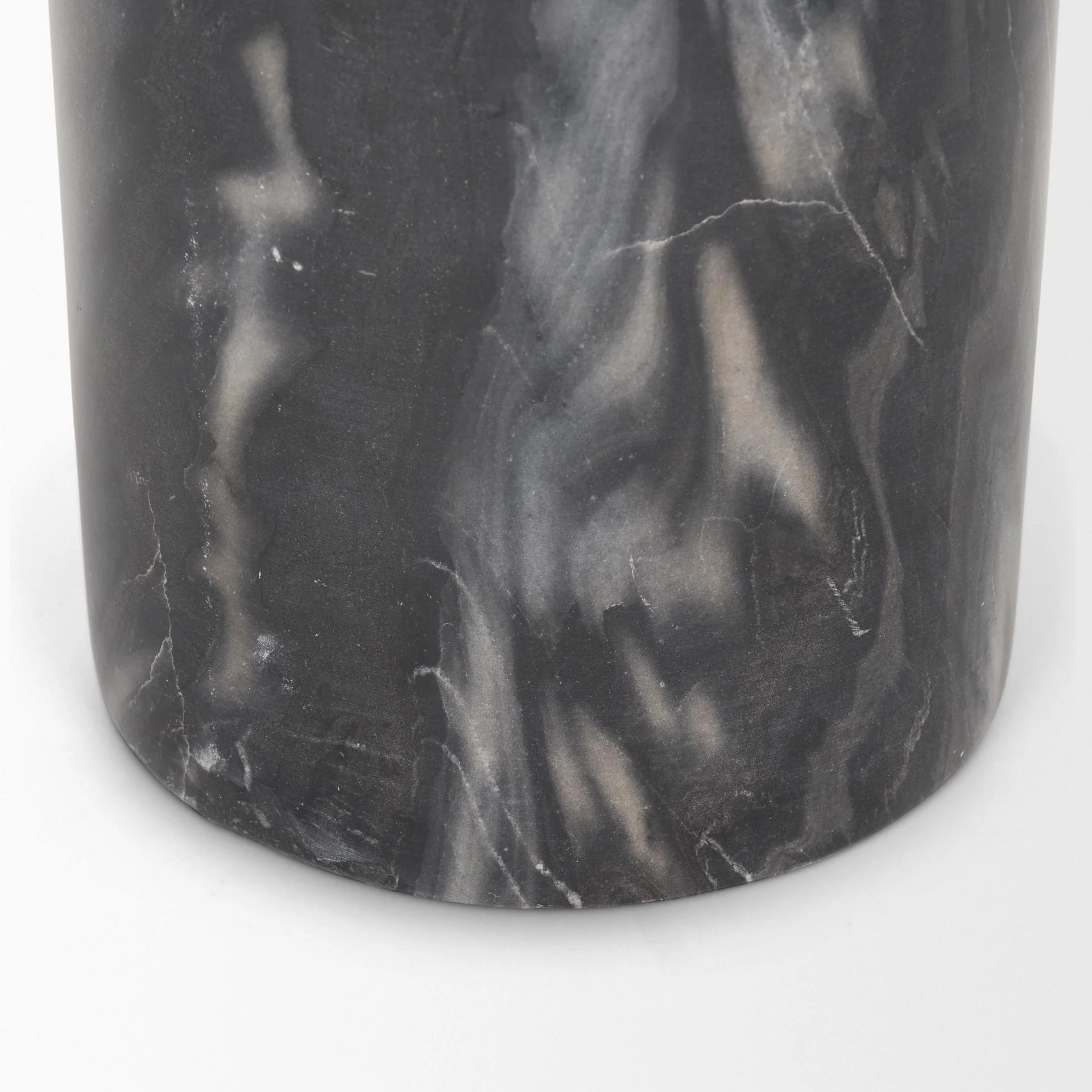 Mercana Taite Solid Dark Gray Marble Pedestal Accent Table - Image 5