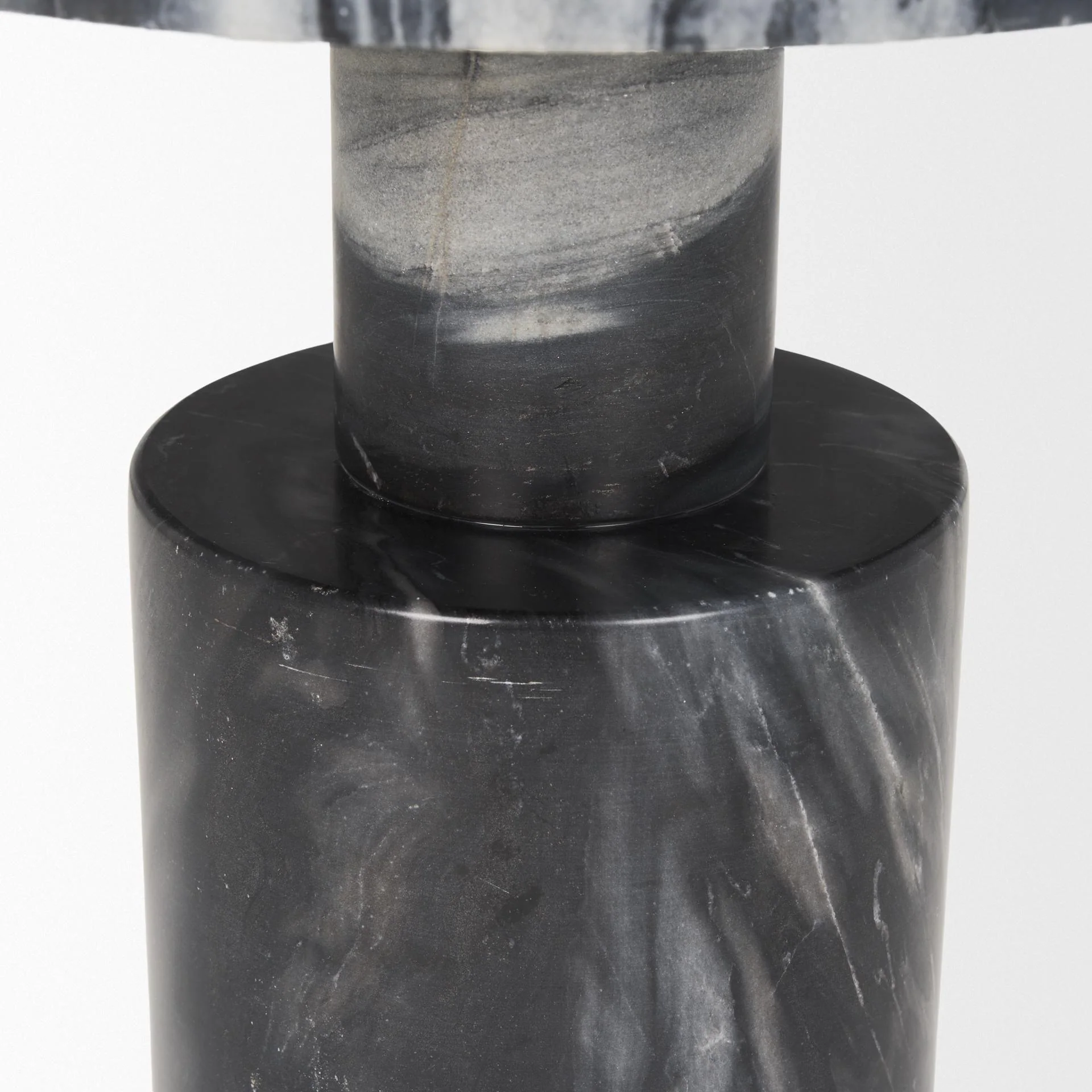 Mercana Taite Solid Dark Gray Marble Pedestal Accent Table - Image 8