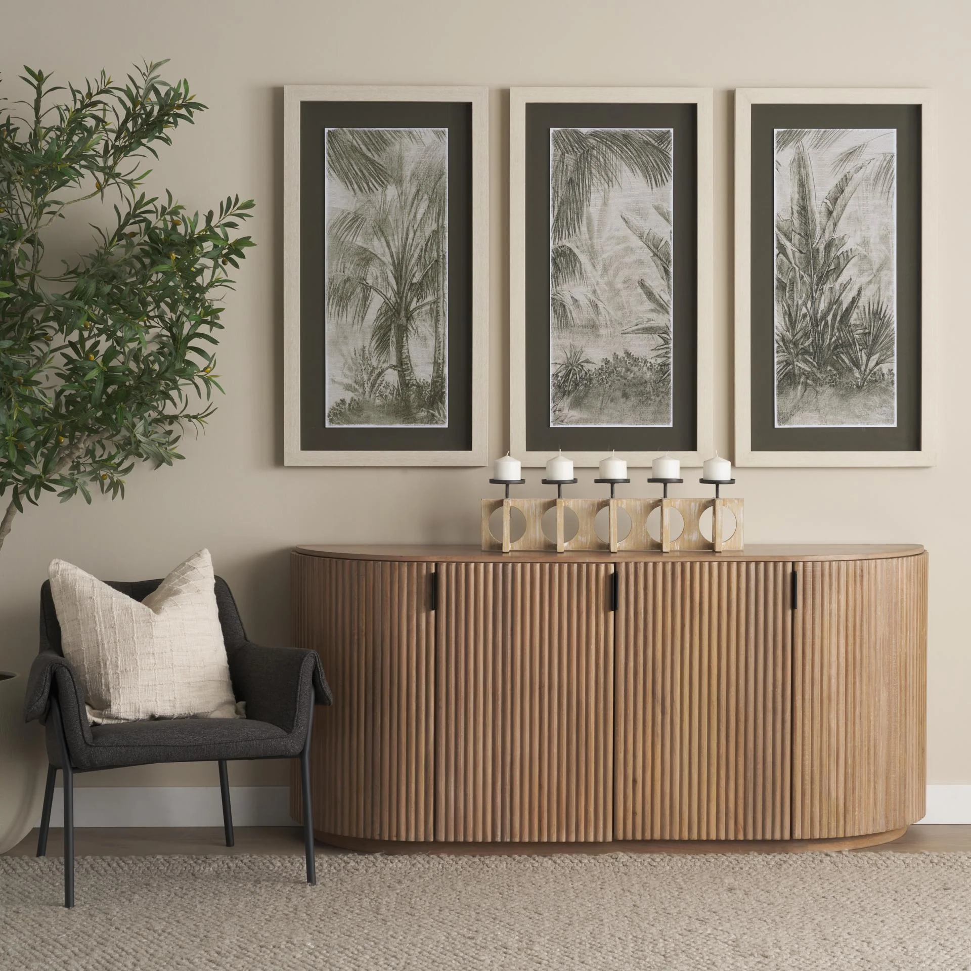 Mercana Terra Light Brown Wood Fluted Sideboard - Image 3