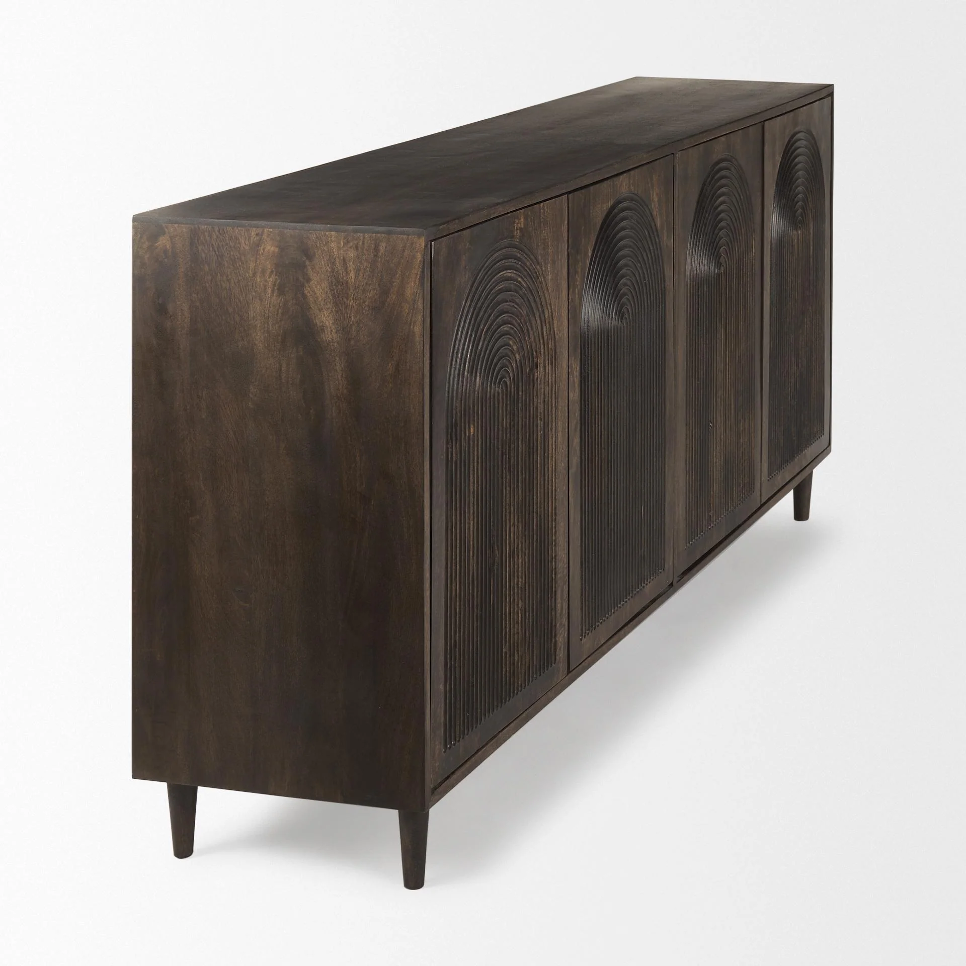 Mercana Tucker Dark Brown W/ Carved Arch Pattern 4 Door Sideboard - Image 5