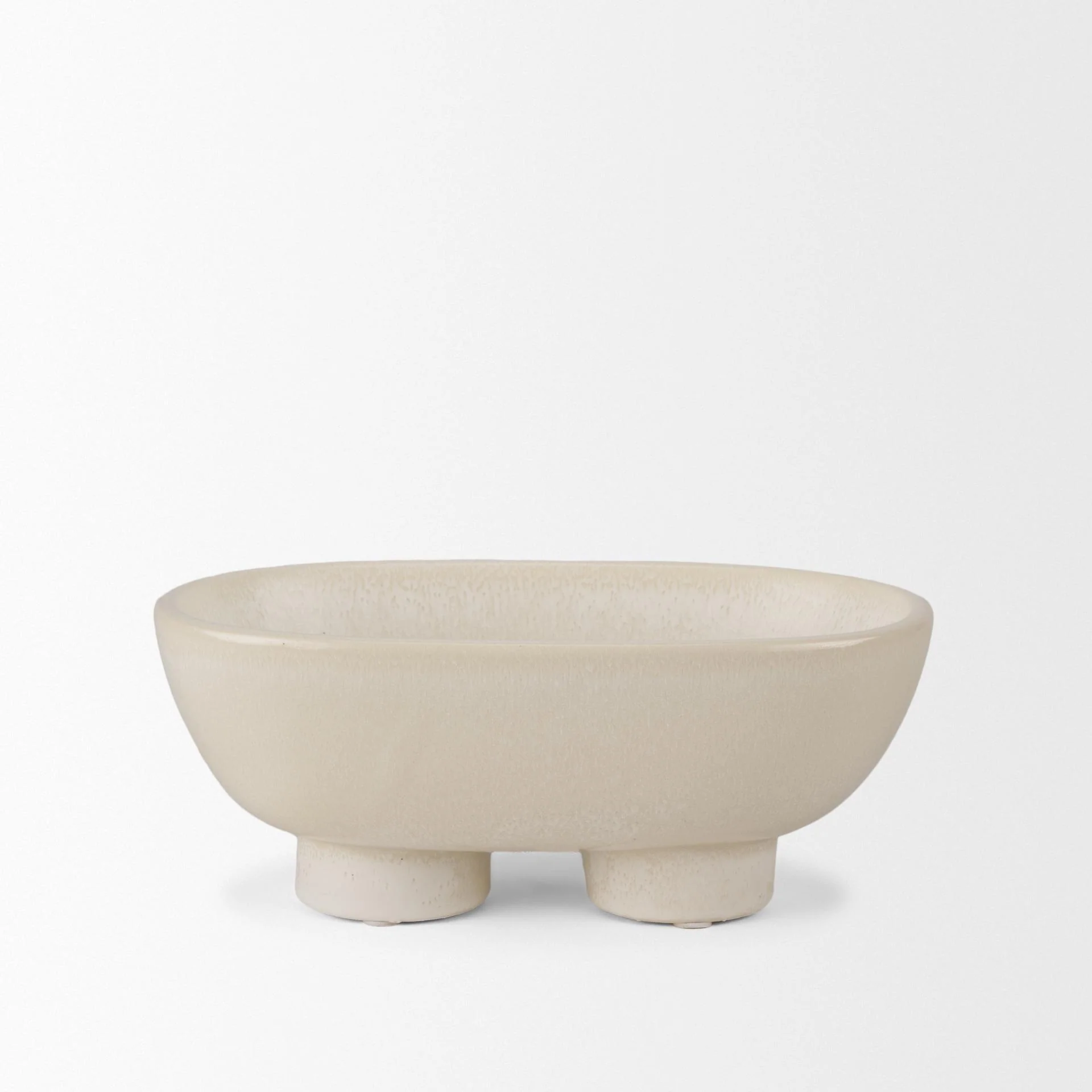 Mercana Tyren Cream Glazed Decorative Oblong Ceramic Bowl - Image 6