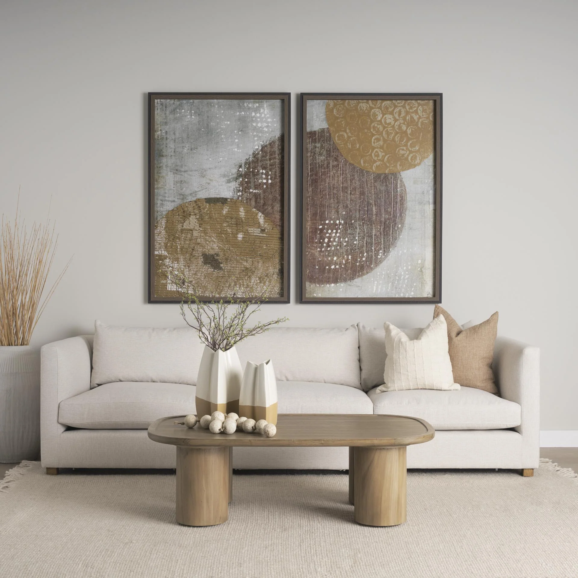 Mercana Vania Small Off White W/ Tan Textured Ceramic Vase - Image 4
