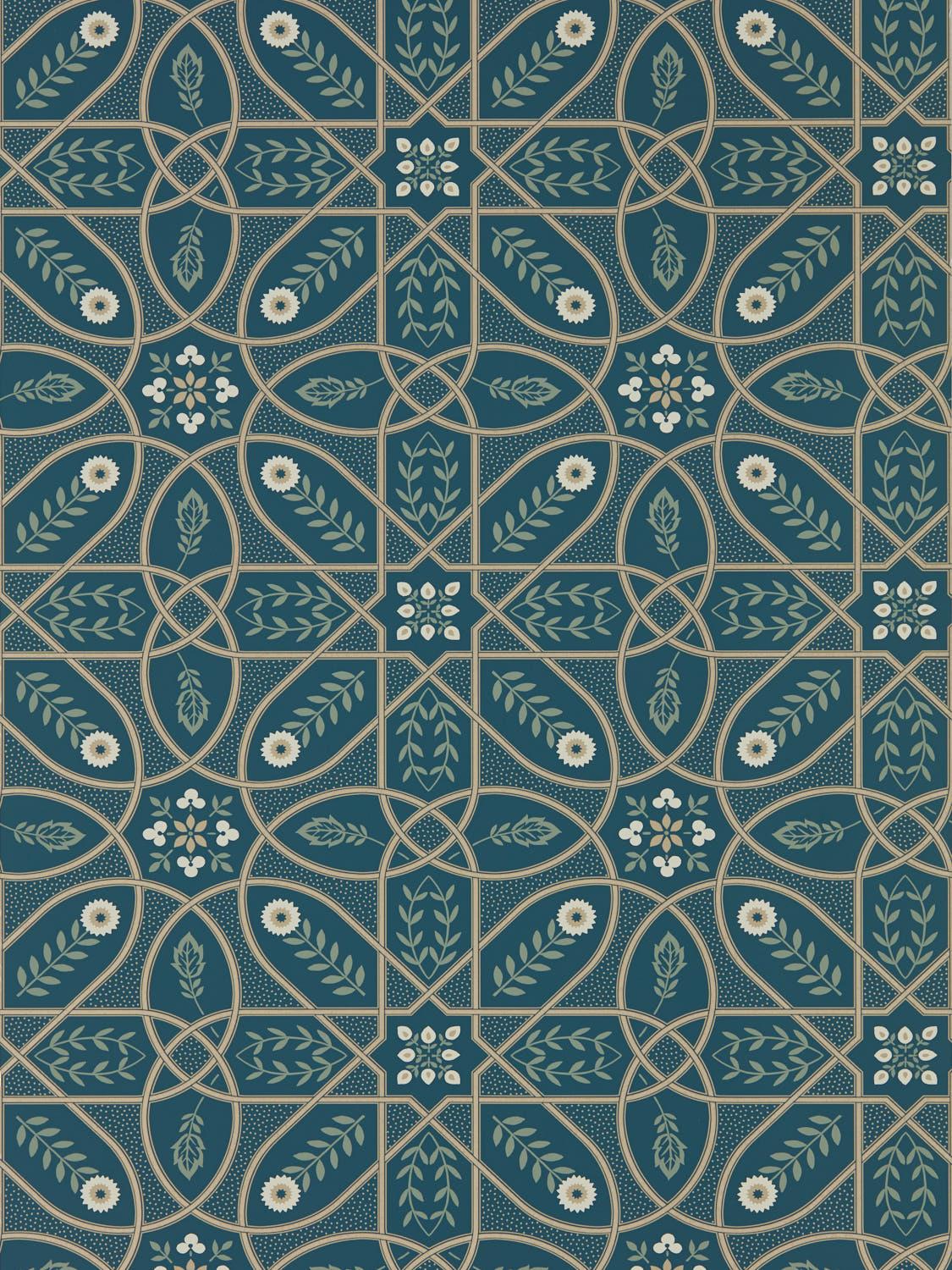 Morris & Co Brophy Trellis Deep Teal Wallpaper - Image 2