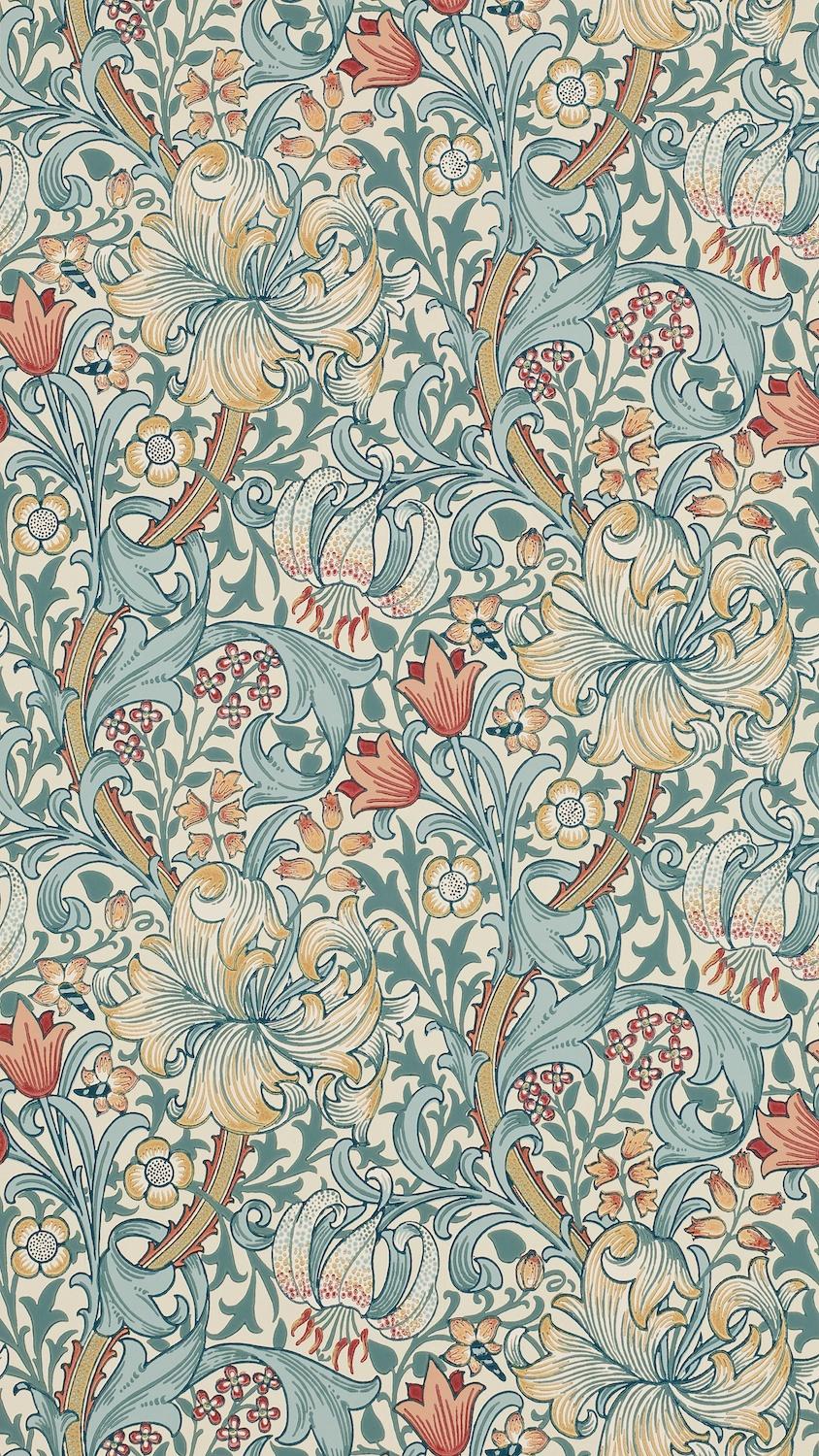 Morris & Co Golden Lily Slate/Manilla Wallpaper - Image 2
