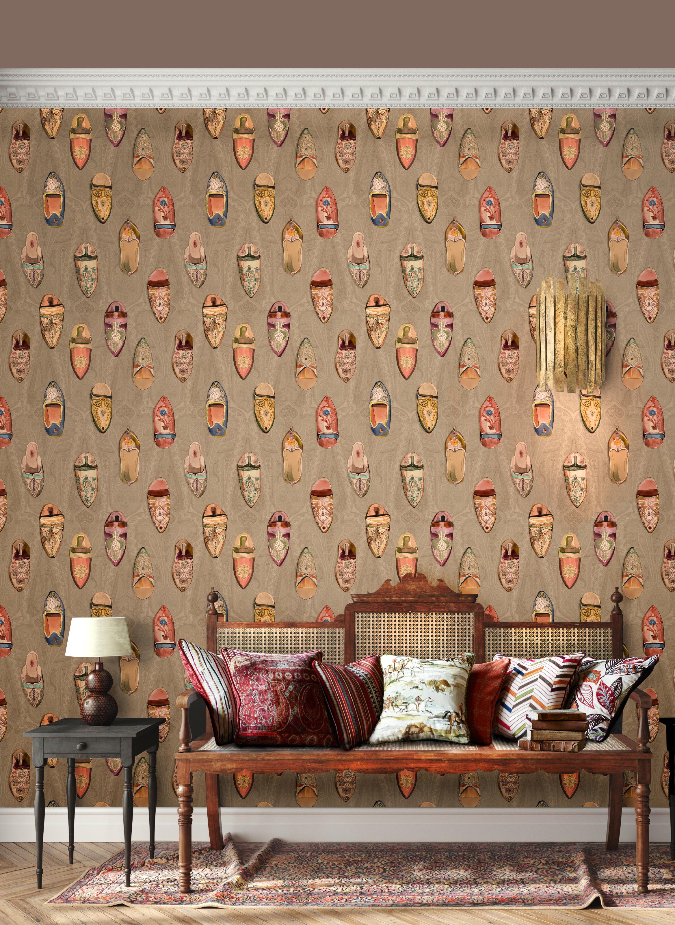 Mulberry Babouches Antique Wallpaper - Image 4