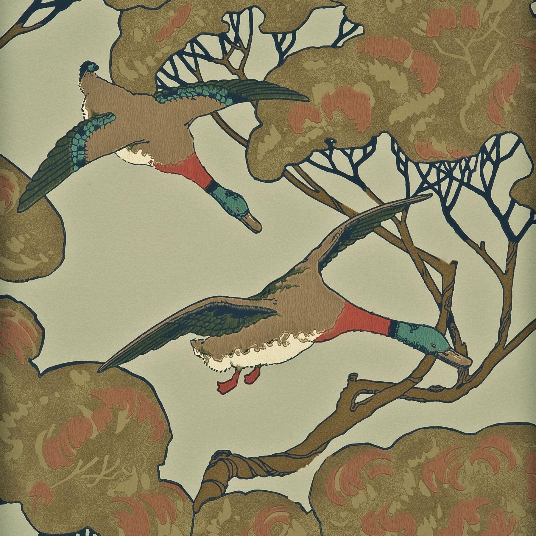Mulberry Flying Ducks Sky/Moss Wallpaper - Image 2