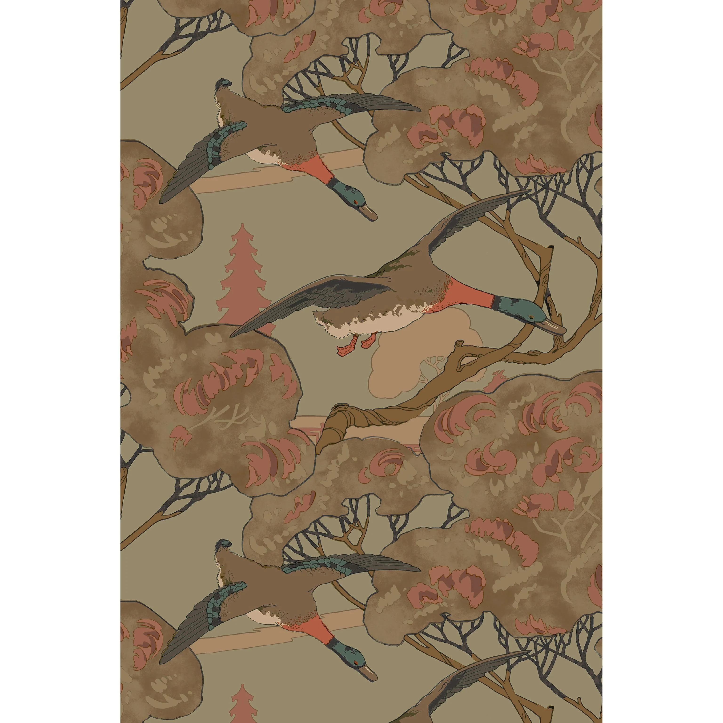 Mulberry Grand Flying Ducks Sage Wallpaper - Image 3