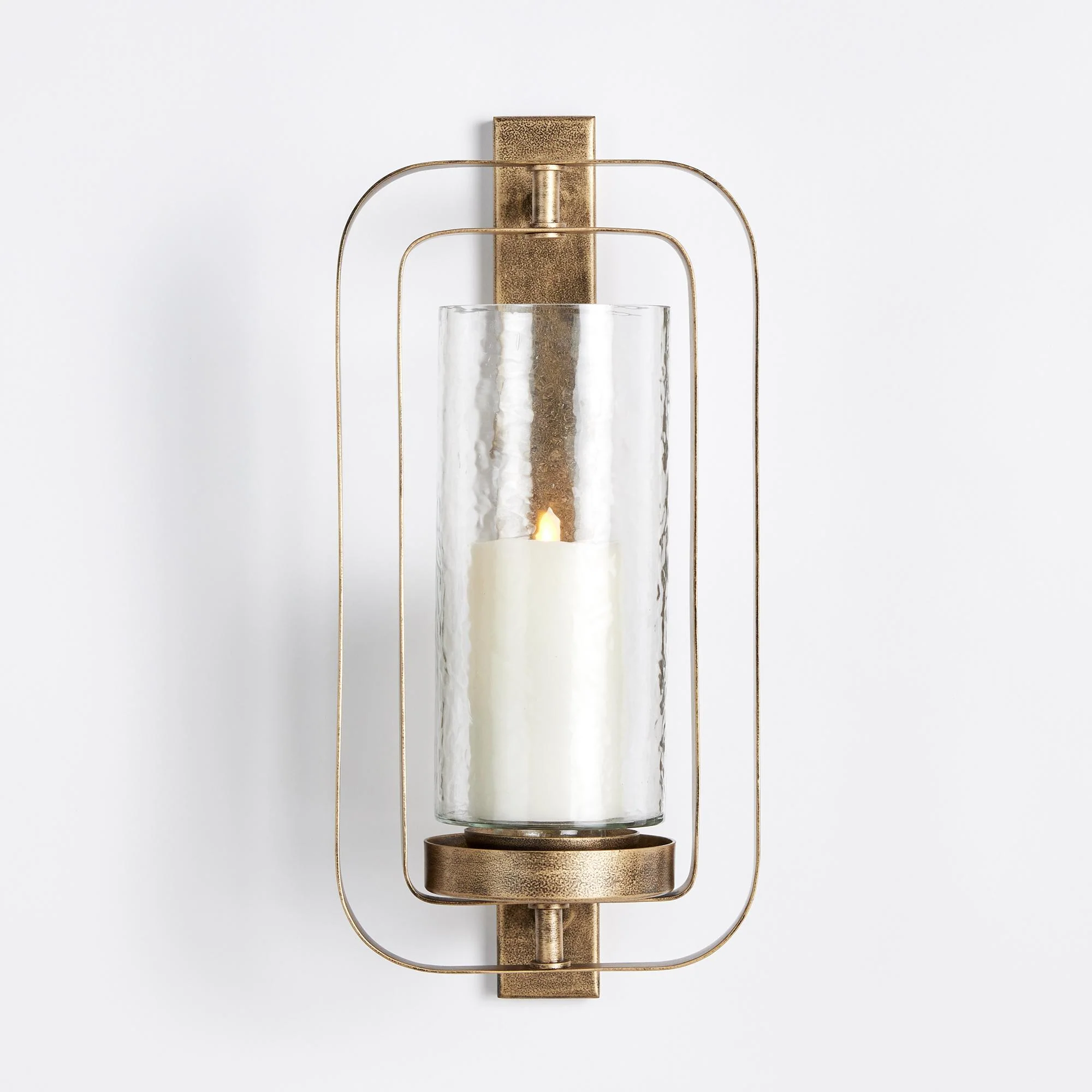 Napa Antique Gold/Hammered Glass Lane Wall Candleholder - Image 3