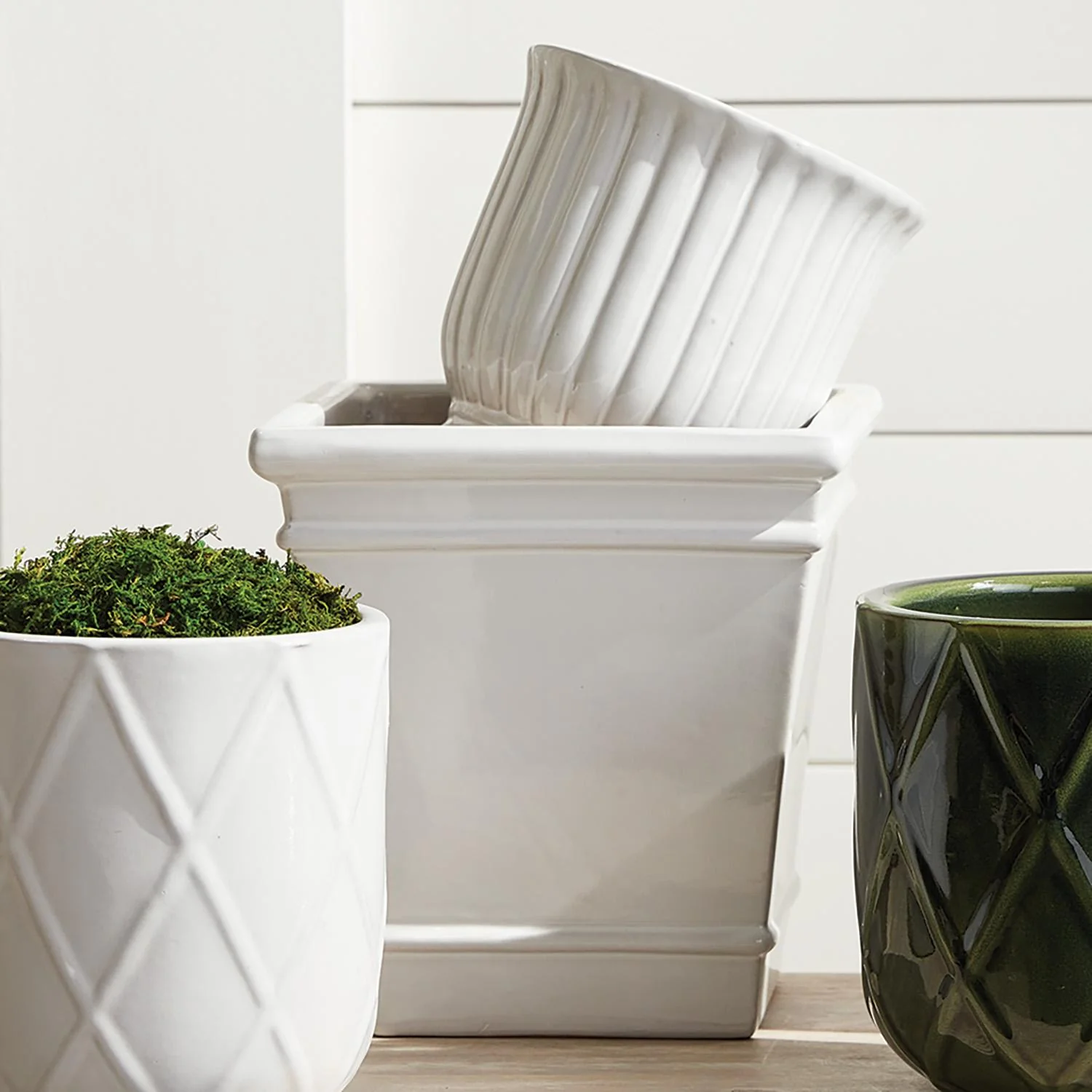 Napa White Carly Pots, Set Of 2 - Image 2