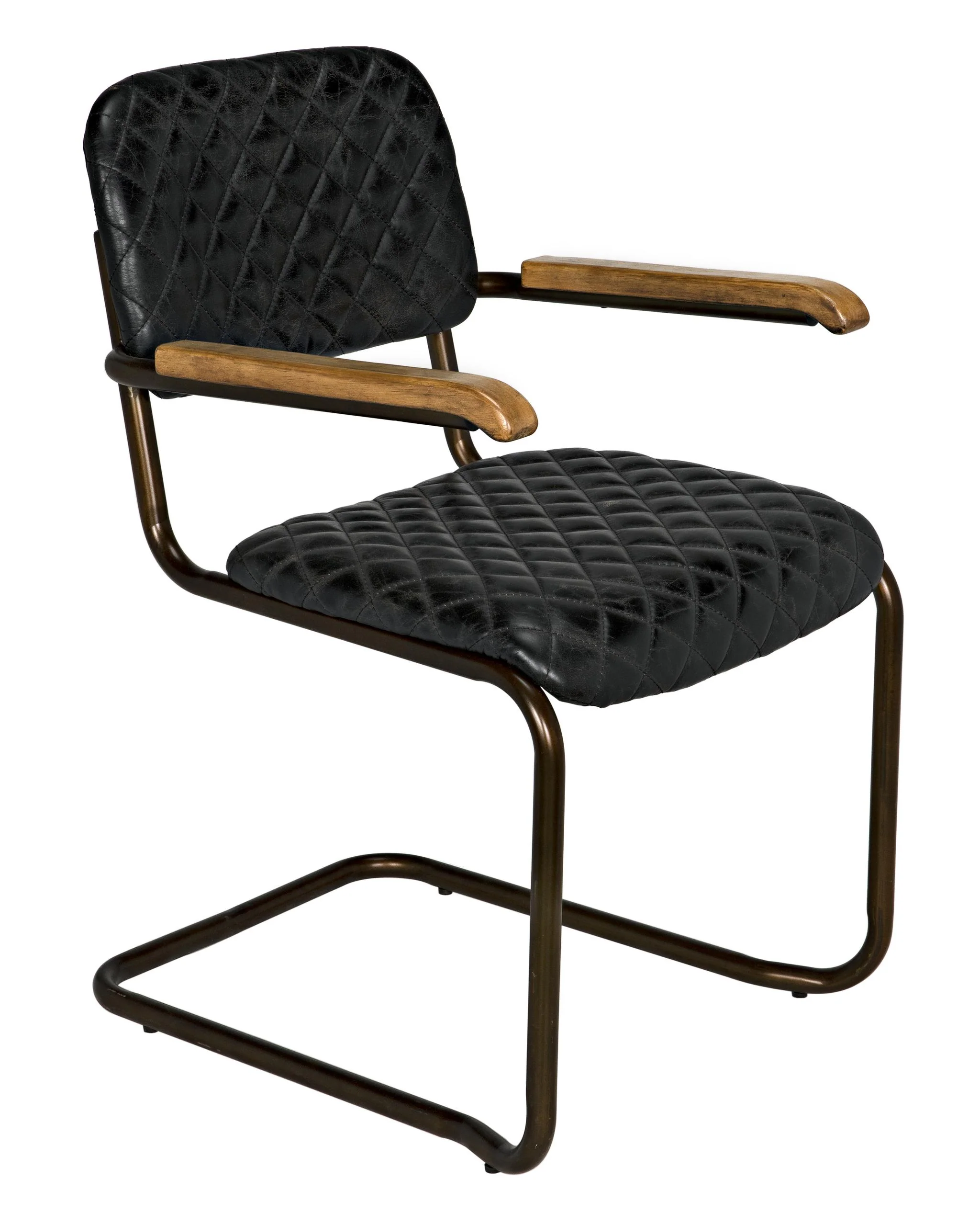 Noir 0045 Dining Arm Chair Vintage Black Leather - Image 3