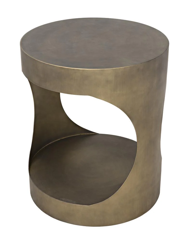 Noir Eclipse Round Side Table Metal With Aged Brass Finish - Image 10
