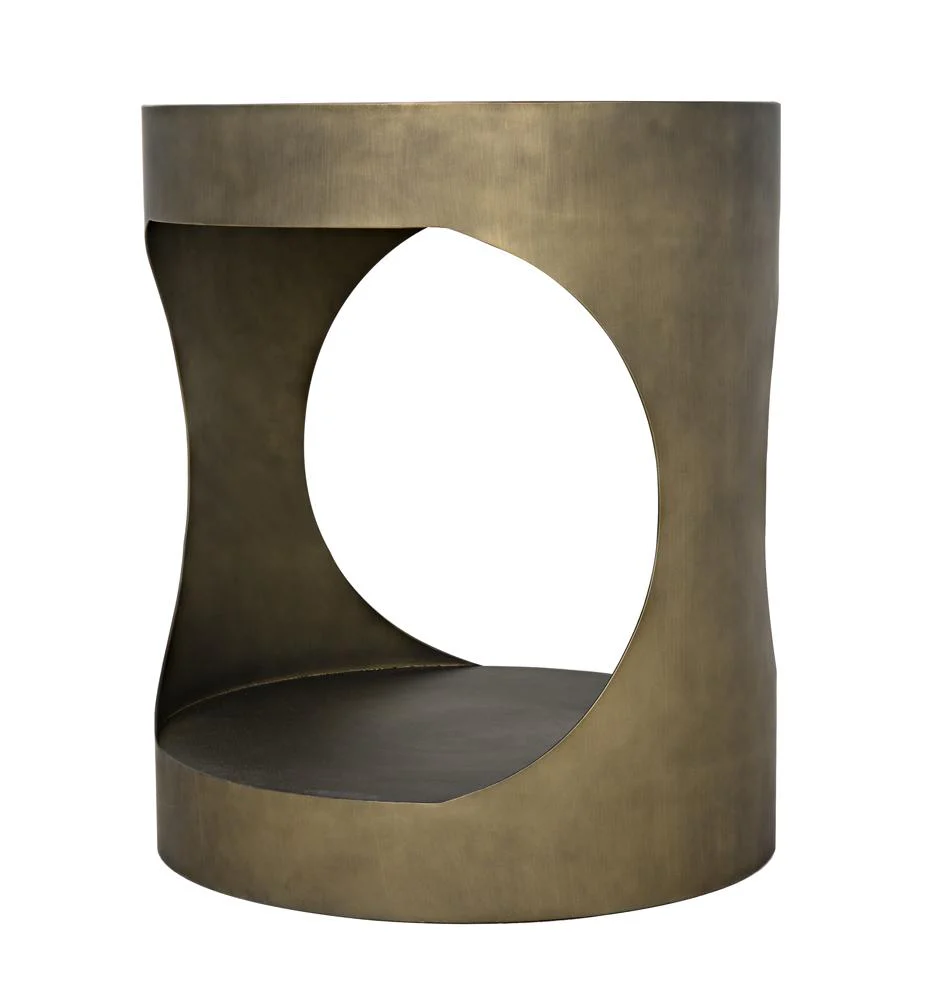 Noir Eclipse Round Side Table Metal With Aged Brass Finish - Image 11