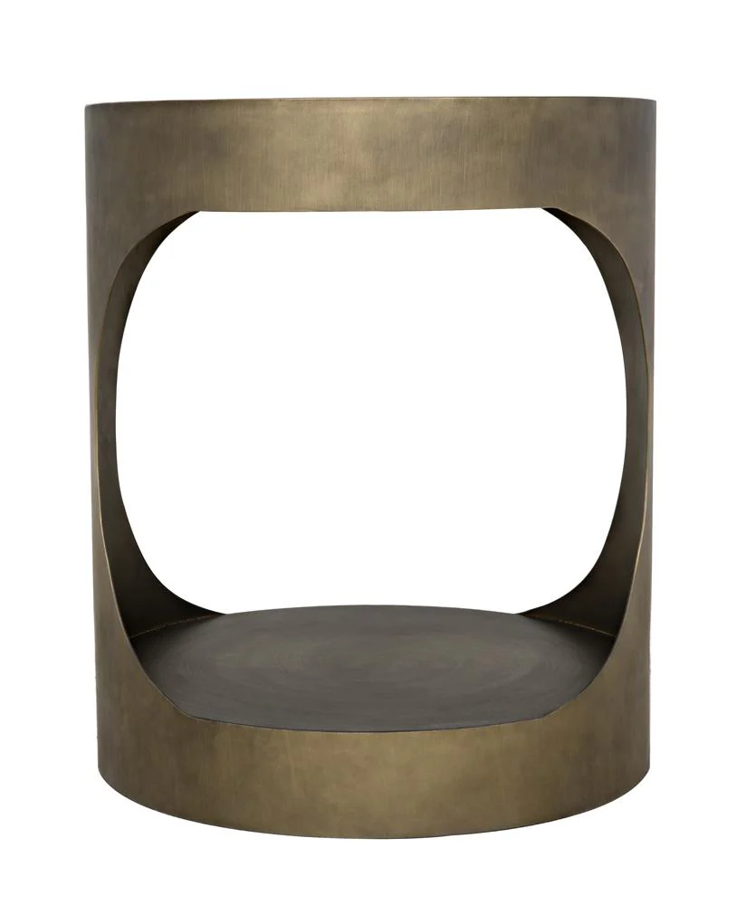 Noir Eclipse Round Side Table Metal With Aged Brass Finish - Image 12