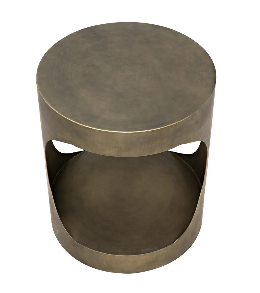 Noir Eclipse Round Side Table Metal With Aged Brass Finish - Image 13