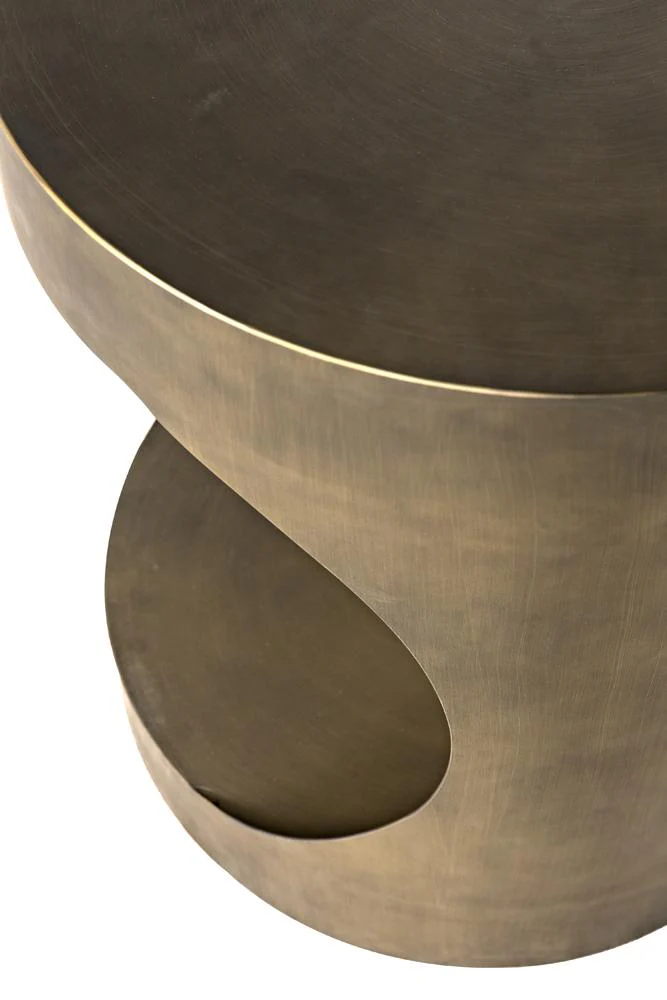 Noir Eclipse Round Side Table Metal With Aged Brass Finish - Image 14