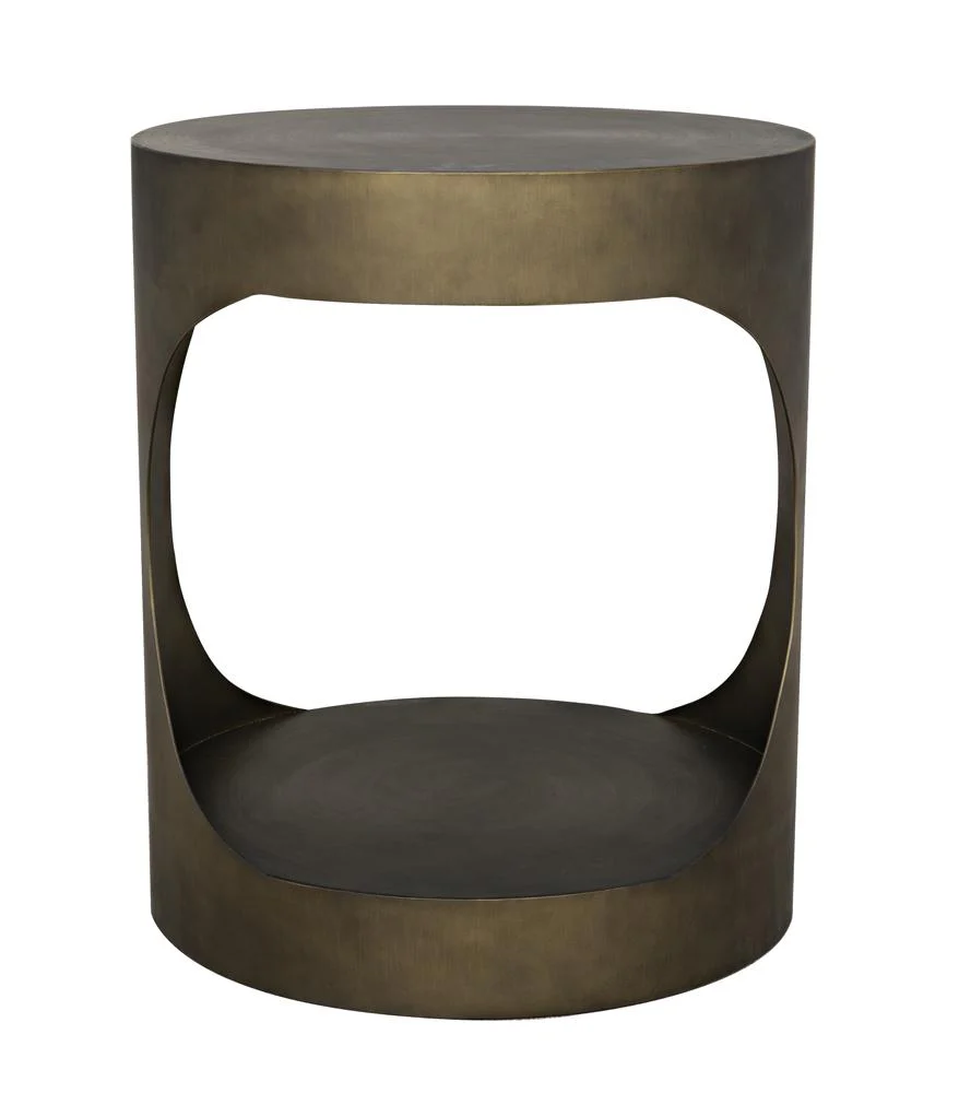 Noir Eclipse Round Side Table Metal With Aged Brass Finish - Image 3